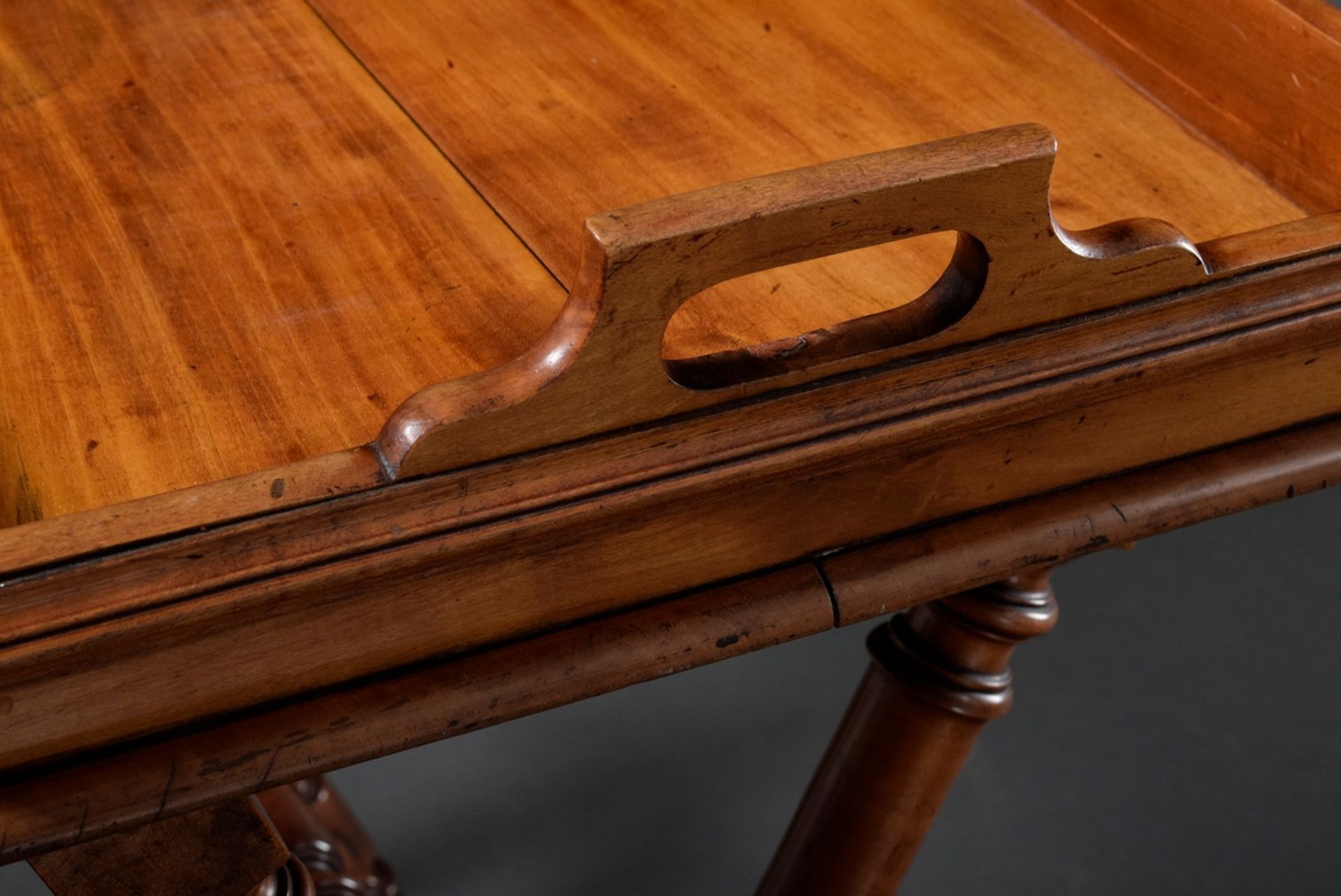 Tray table with turned scissors frame, walnut, c. 1880, 70x70x44cm - Image 3 of 4
