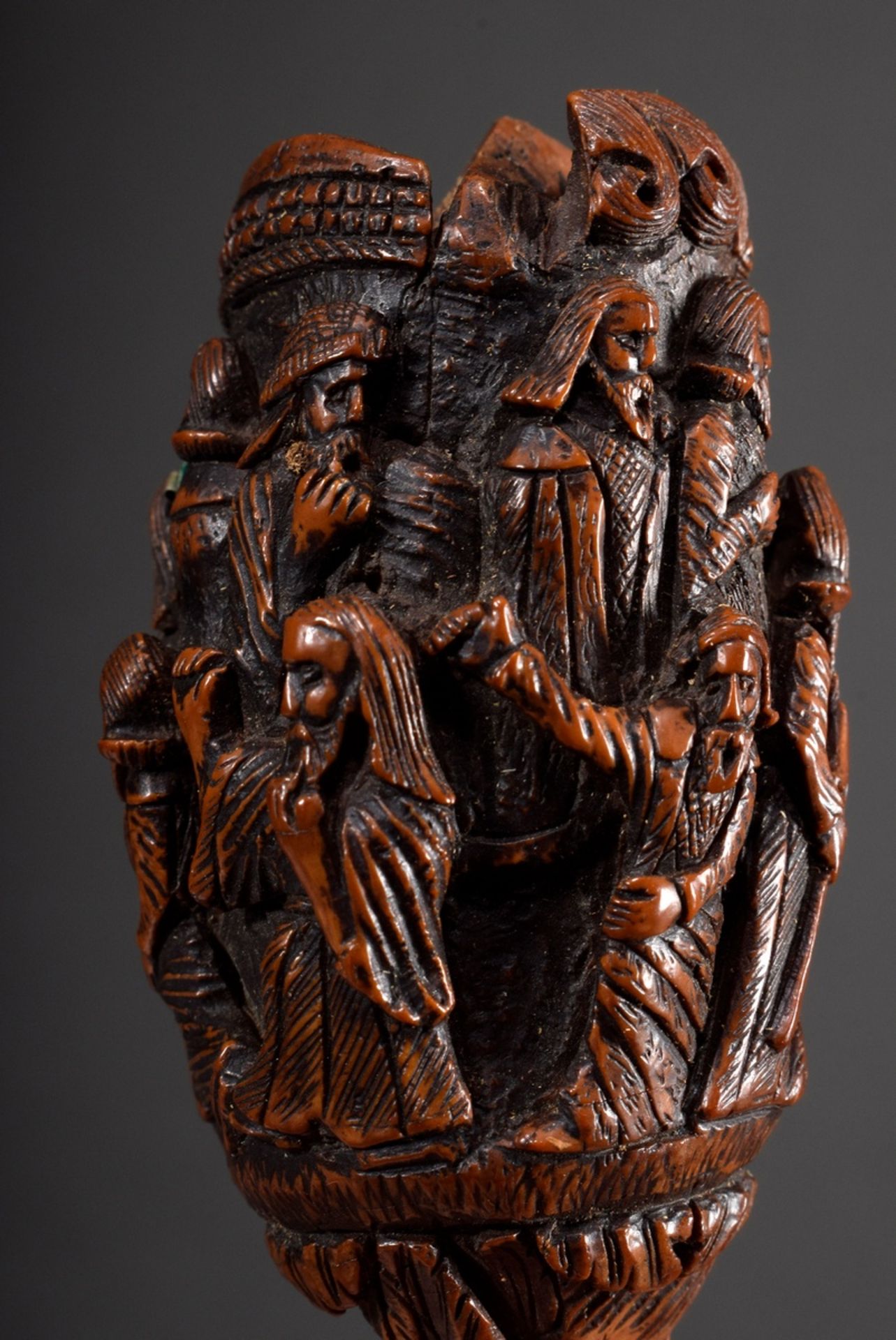 2 Various carved wooden and corozo nut snuffboxes "Clergyman" and "Scene from the Passion of Christ - Image 4 of 11