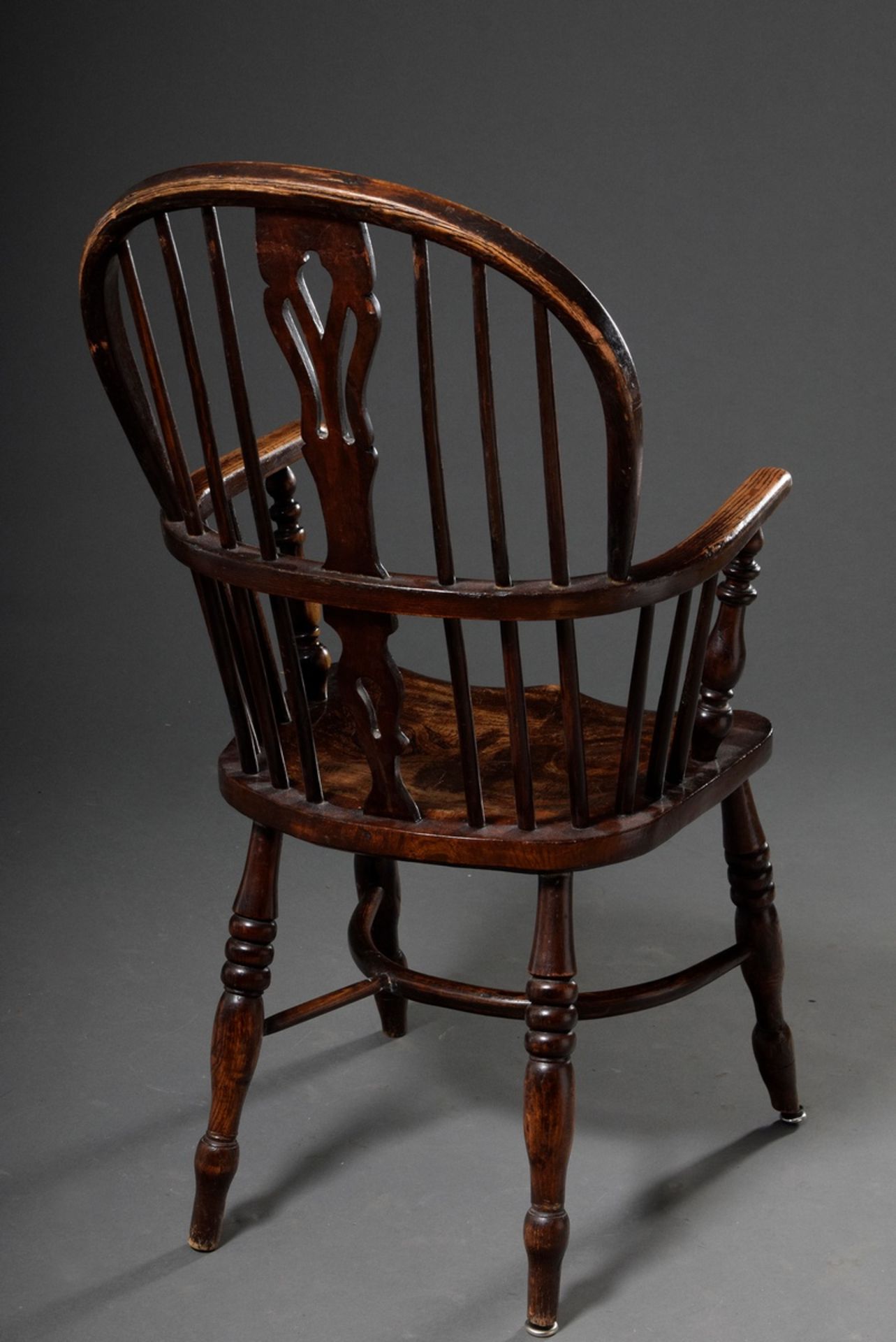 2 Various Windsor Chairs, stained elm, h. approx. 44/95 and 102, signs of age and use - Image 5 of 6