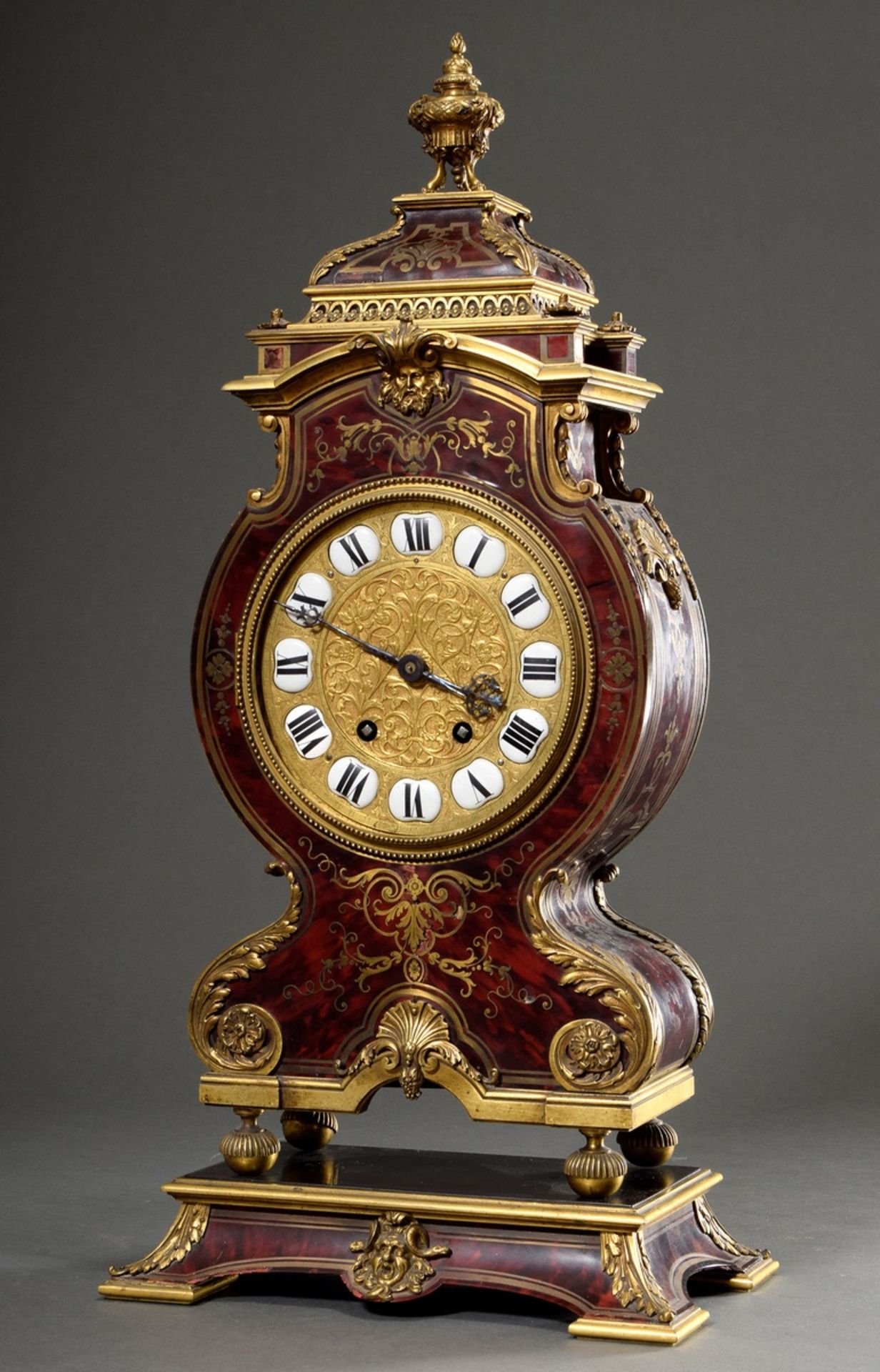 Boulle pendulum with finely worked case, quality bronze fittings and engraved dial with Roman ename - Image 2 of 11