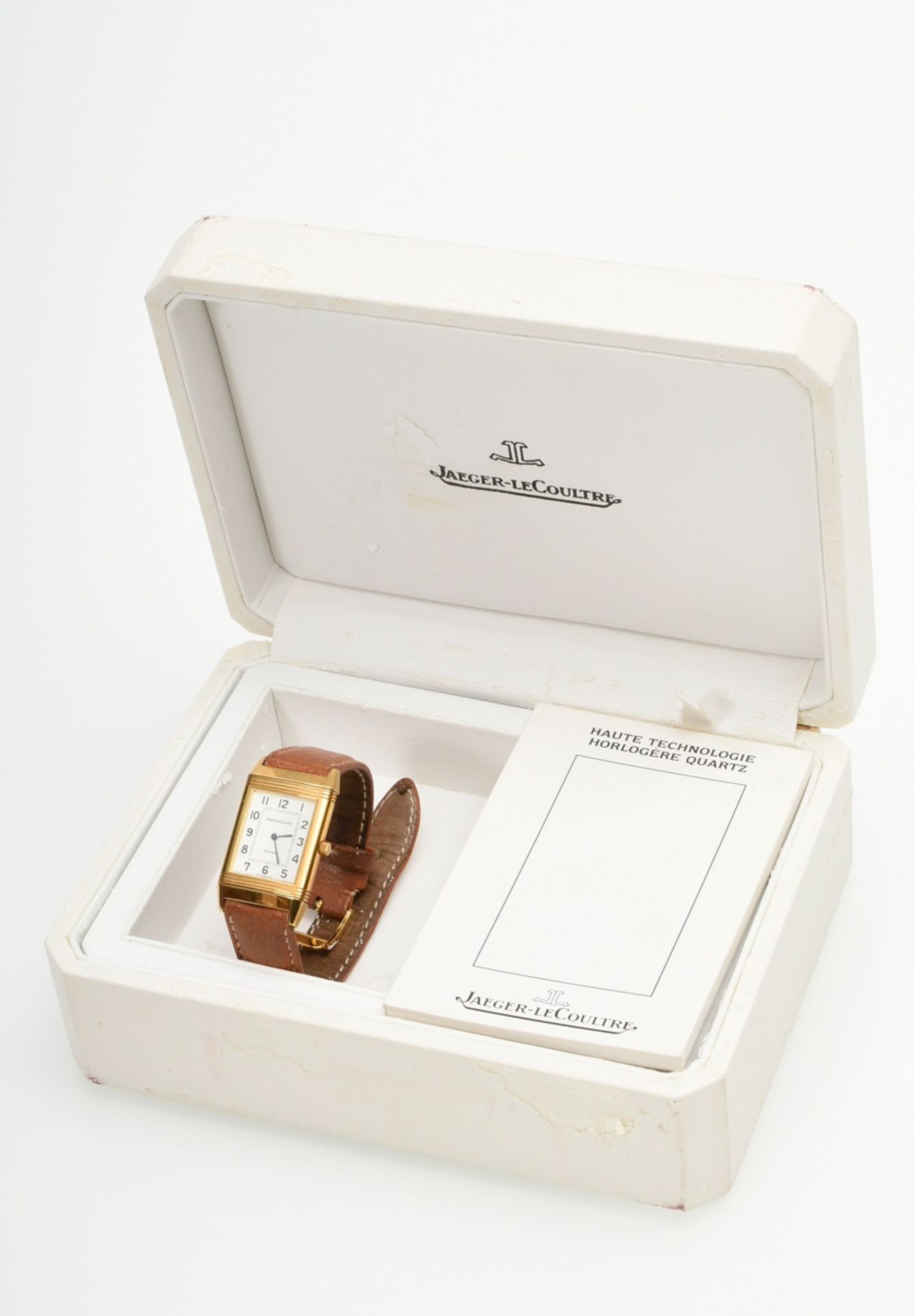 Jaeger LeCoultre Reverso Classique Gelbgold 750 Armbanduhr, Quarzwerk, Wendegehäuse mit verso gravi - Bild 2 aus 5