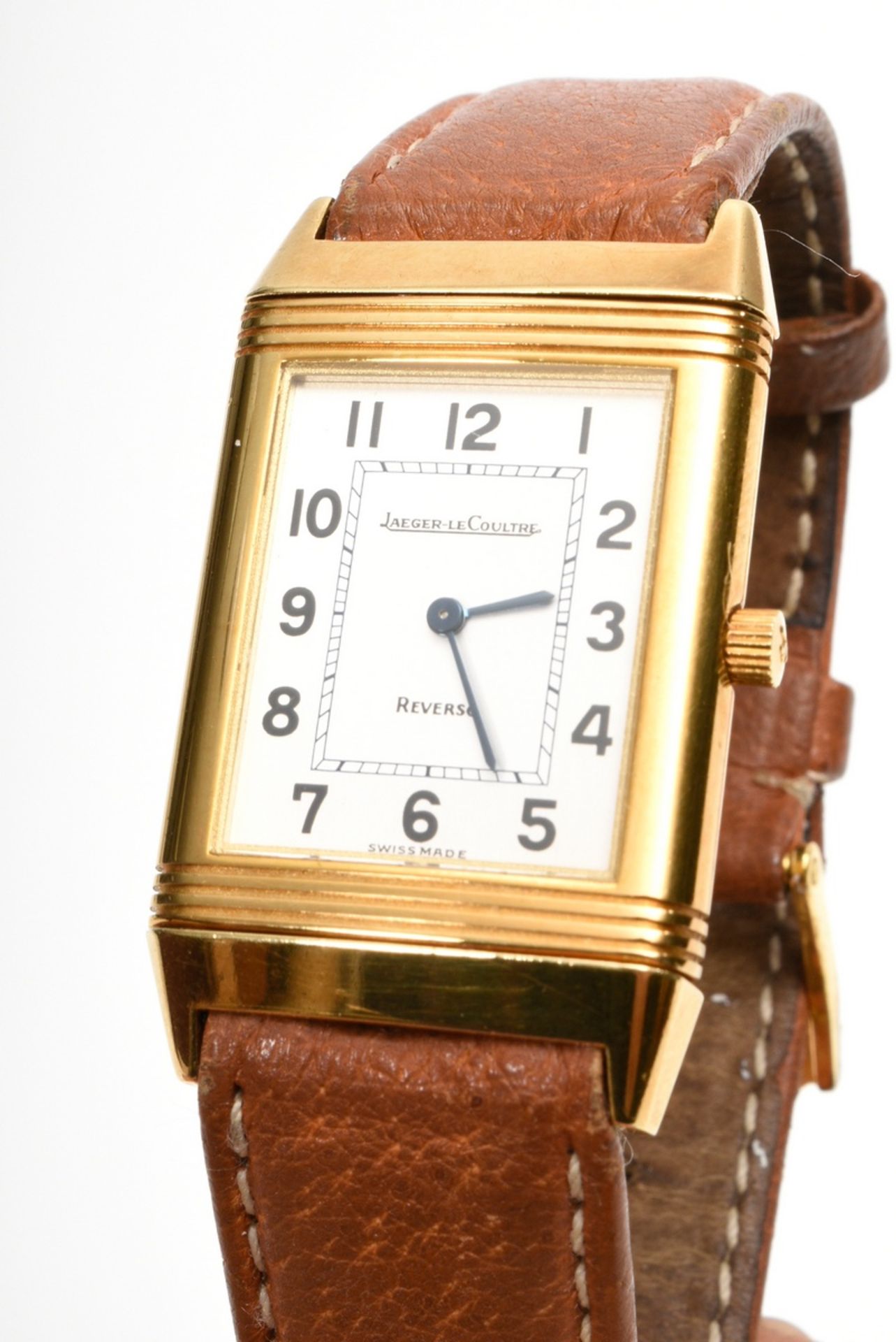 Jaeger LeCoultre Reverso Classique Gelbgold 750 Armbanduhr, Quarzwerk, Wendegehäuse mit verso gravi - Bild 5 aus 5