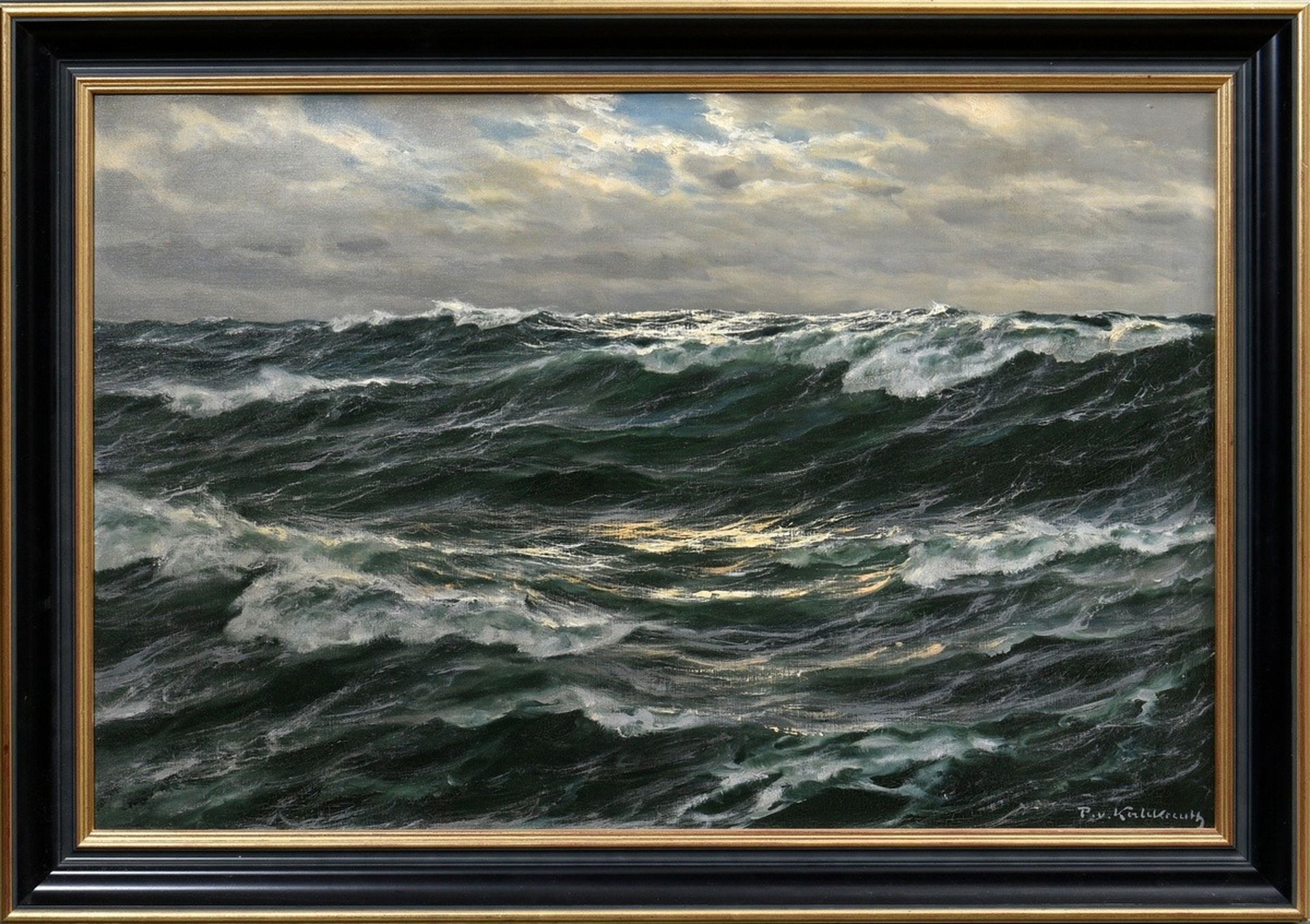 Kalckreuth, Patrick v. (1892-1970) "High Seas", oil/canvas, b.r. sign., verso on stretcher inscr.,  - Image 2 of 5