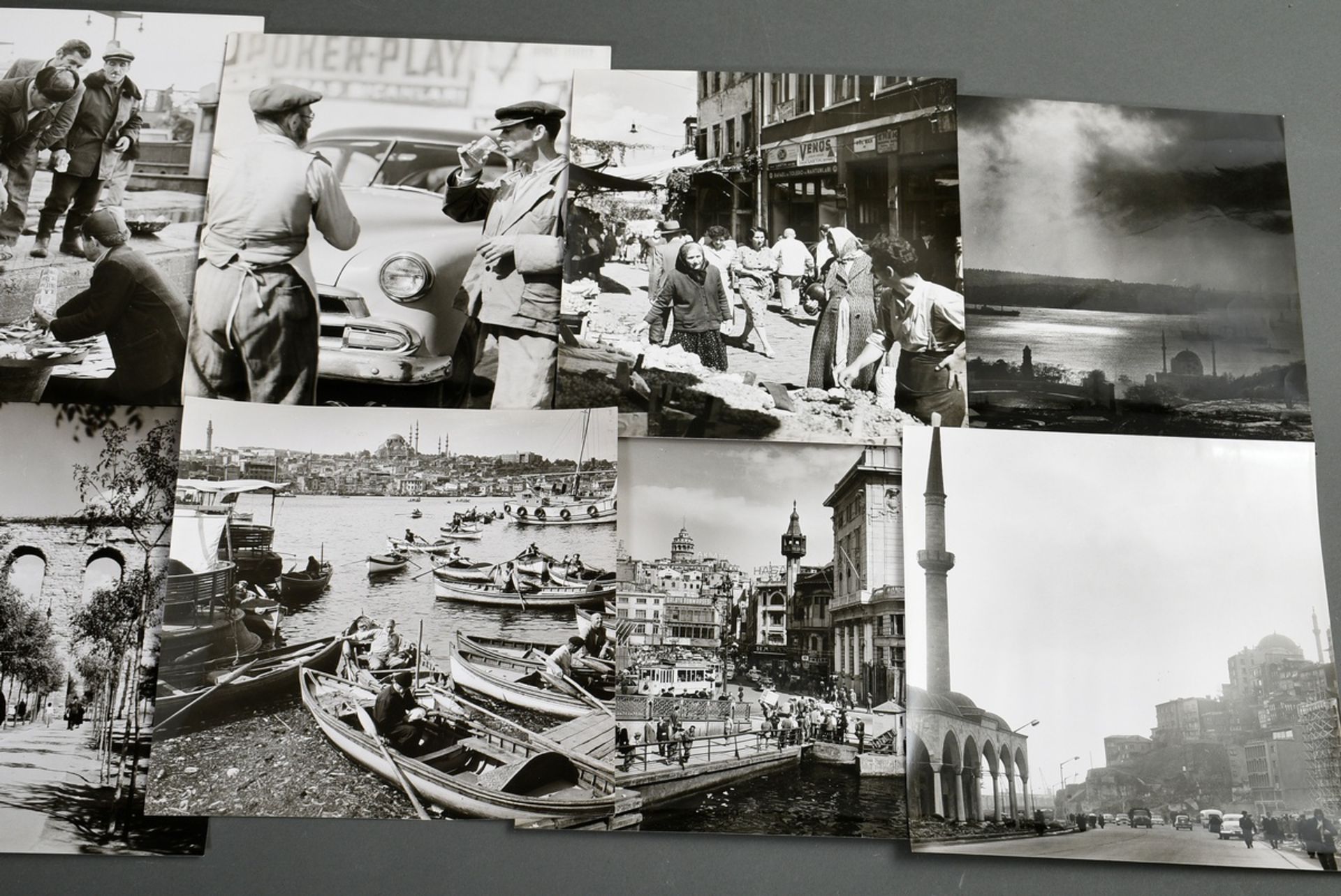 10 Various black and white travel photographs "Istanbul", 1950s, ca. 26,5x24-29,5x24cm, traces of a - Image 4 of 7