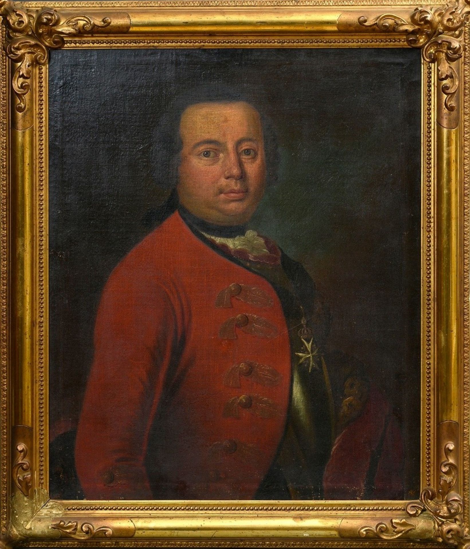 Unknown portraitist of the 18th c. "Man with red skirt, armor and orders" (from the family v. Trosc - Image 2 of 8