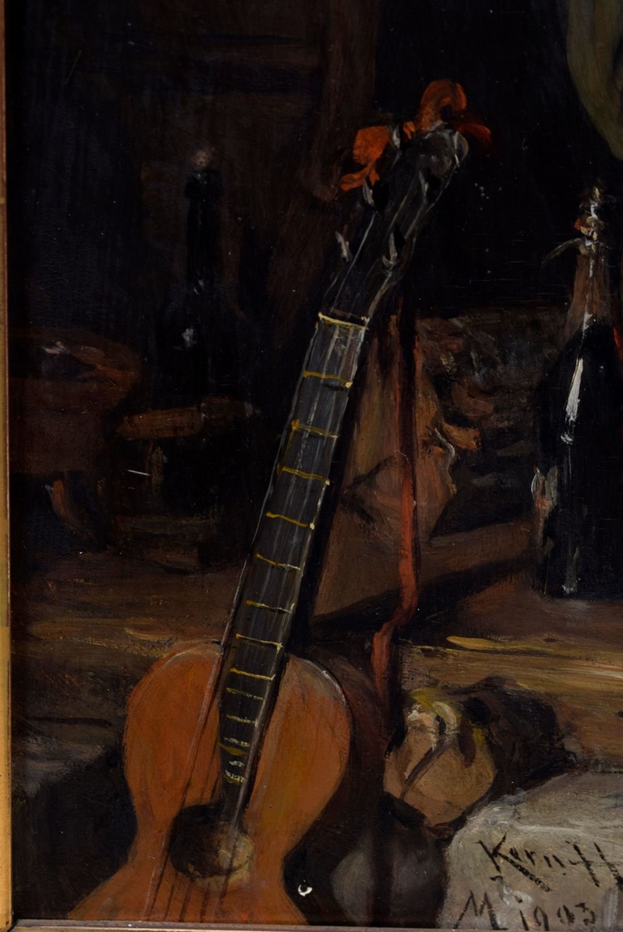 Pair of Kern, Hermann (1838-1912) "Drinking Musician" 1903 and "Toasting Botanist", oil/wood, each  - Image 16 of 23
