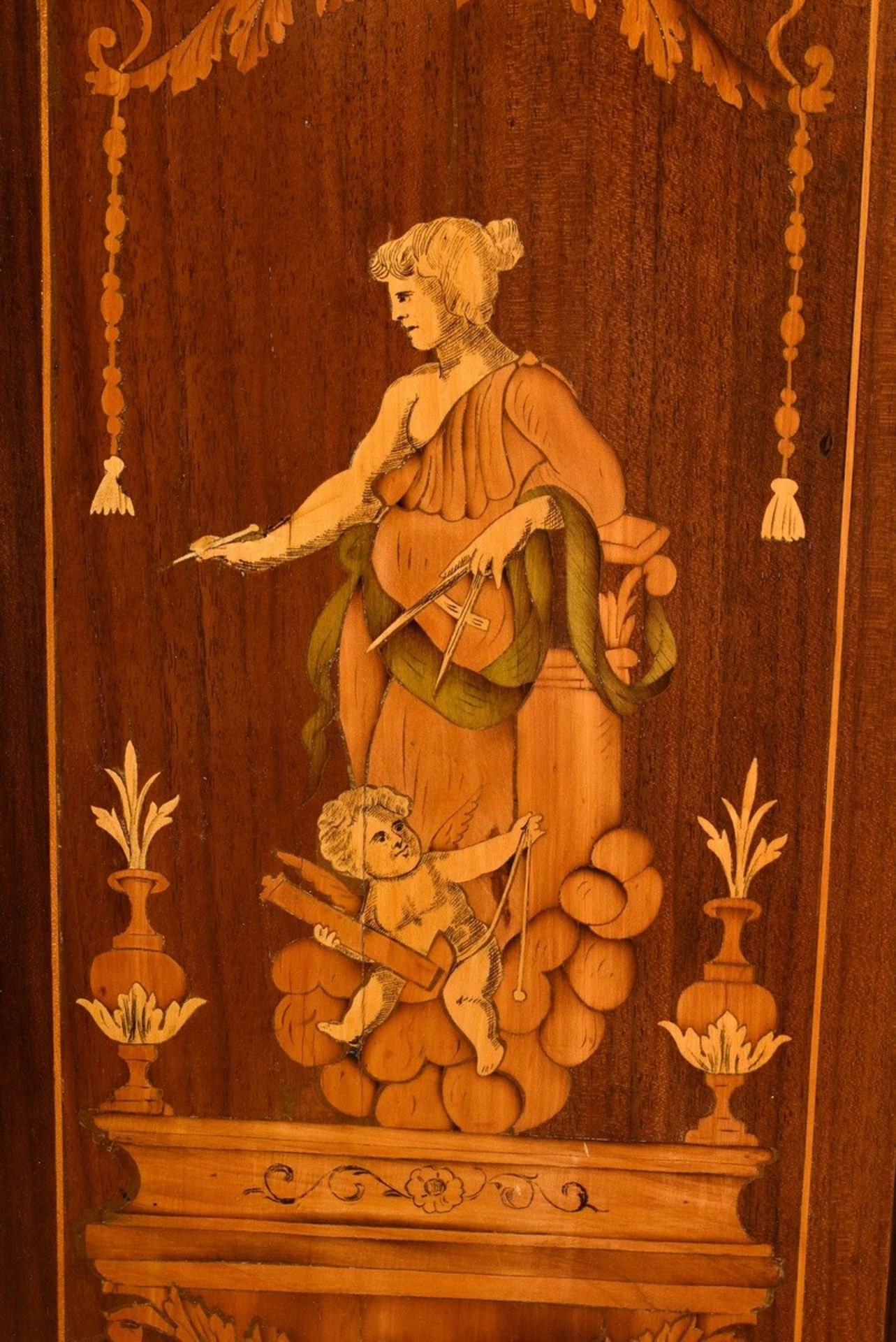Splendid single-door cabinet with detailed inlays "Allegorical female figures" in classicistic orna - Image 9 of 13