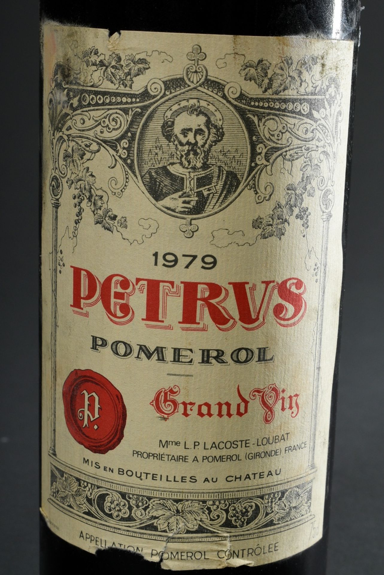 Bottle 1979 Bordeaux red wine "Petrus", Grand Vin, Pomerol, chateau proof, 0,75l, upper shoulder, l - Image 4 of 4