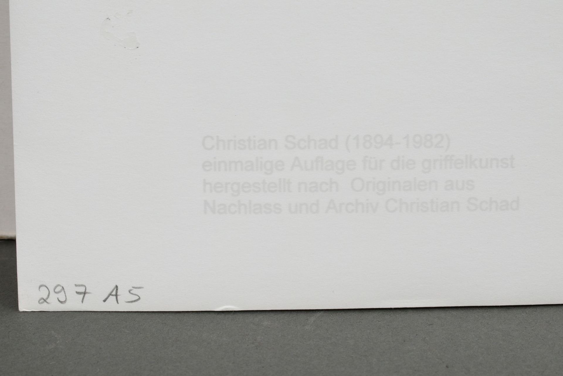 Schad, Christian (1894-1982) "Schadographie 75b", photogram (Schadographie), Griffelkunst, verso es - Image 2 of 2