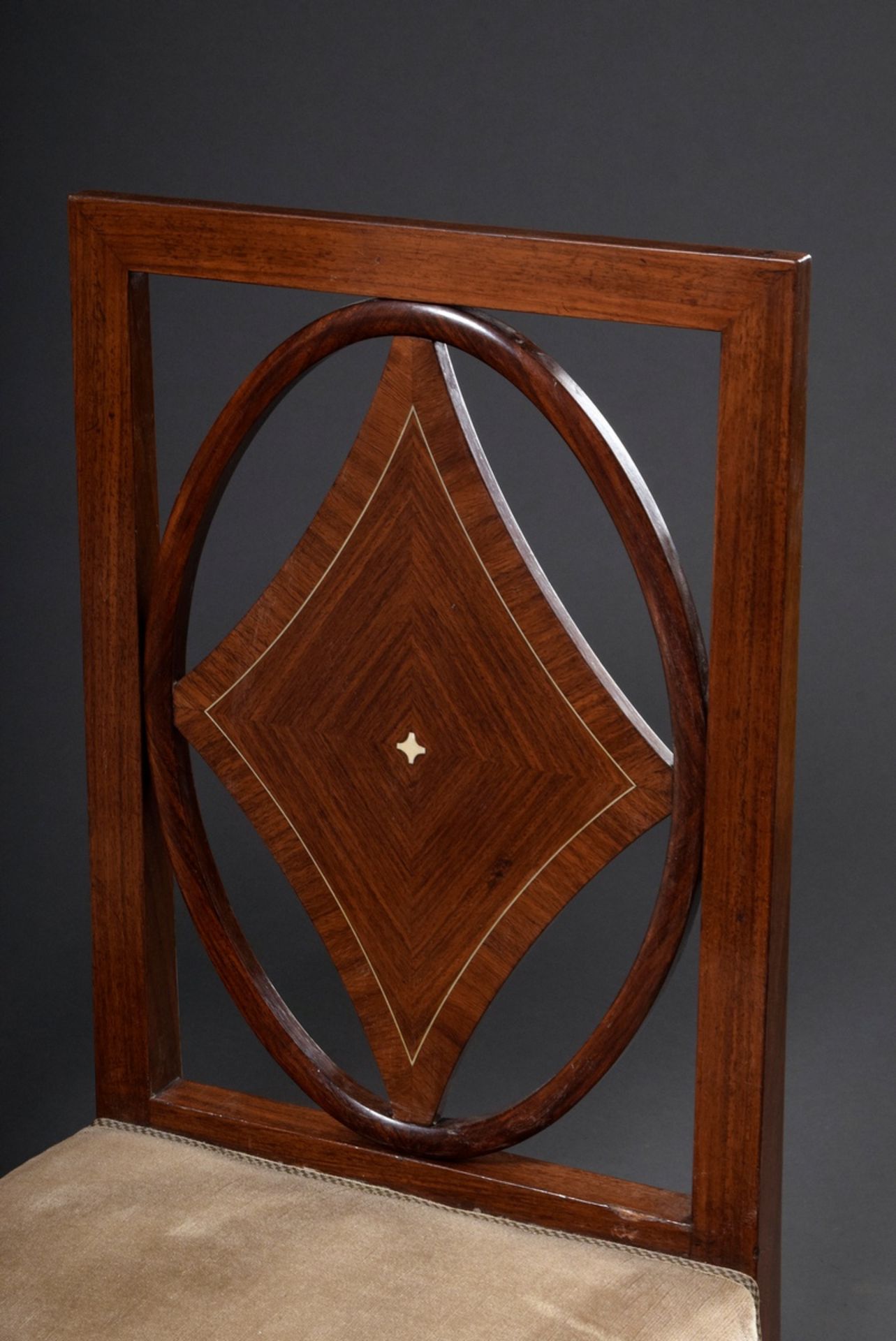 2 Art Deco chairs with oval framing and diamond motif in the backrest, Bruno Paul circle, rosewood  - Image 3 of 6