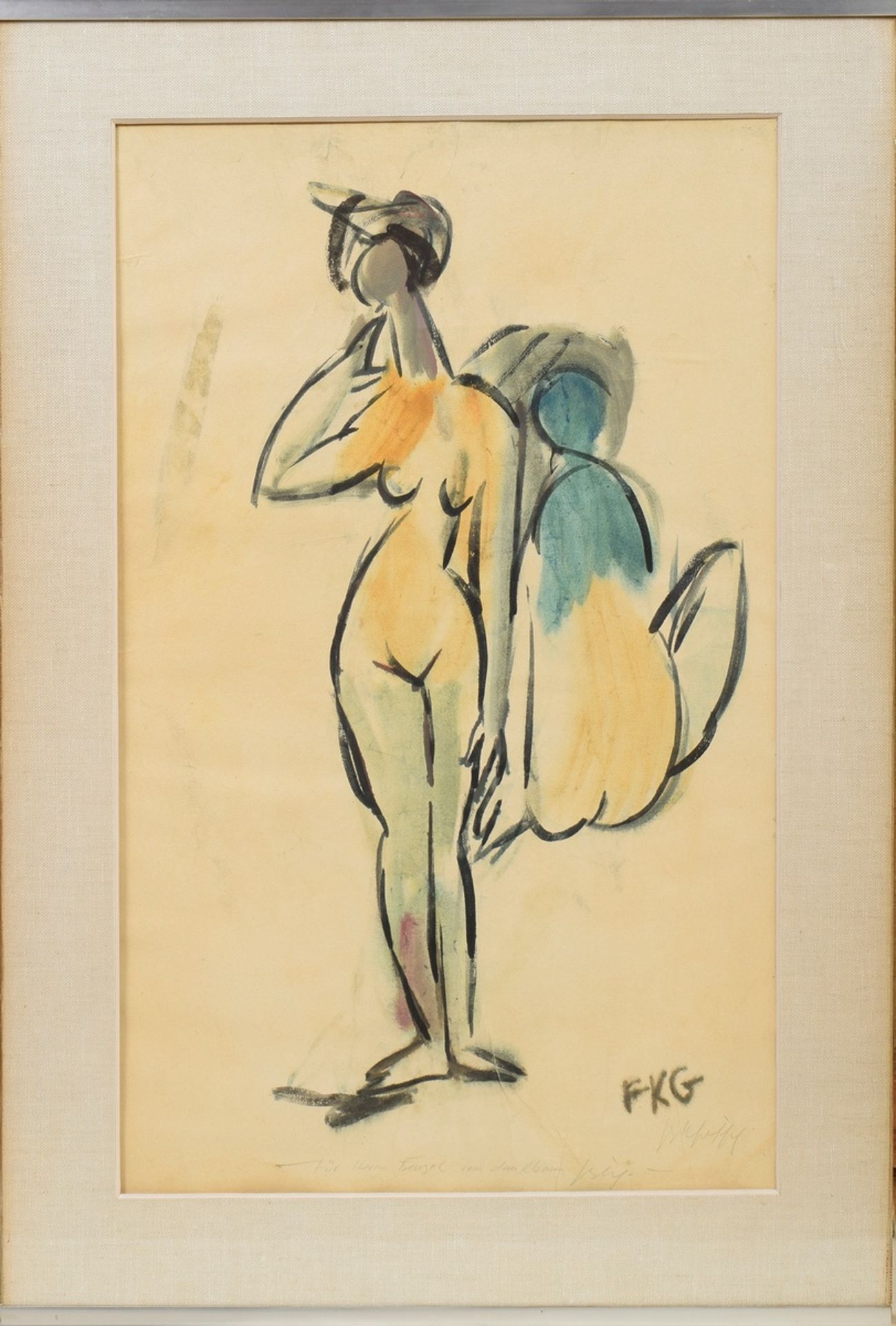 Gotsch, Friedrich Karl (1900-1984) "Two Nudes", watercolor, u.r. sign./monogr., u.m. dedicat./sign. - Image 2 of 6