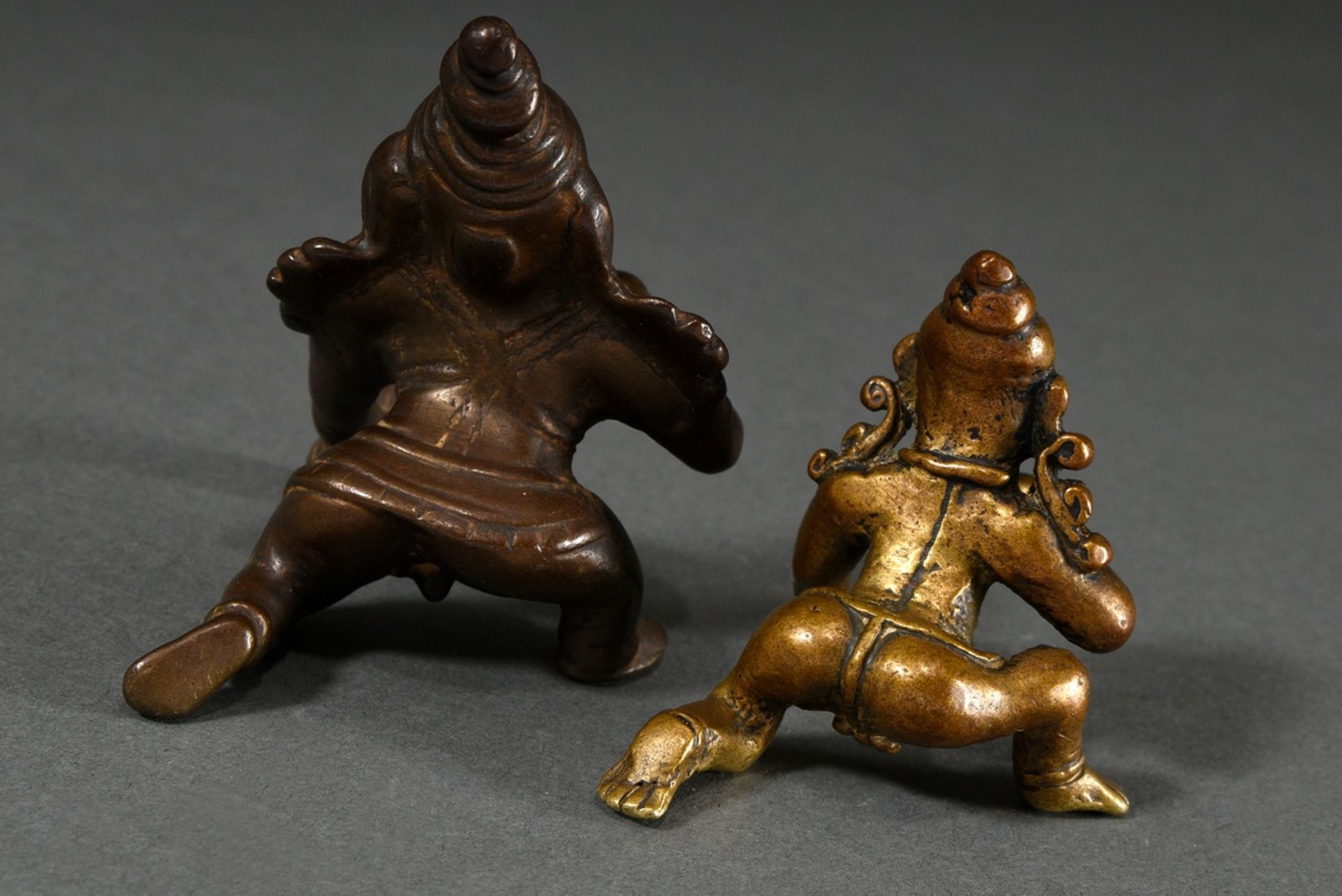 2 Various bronze and brass figures "Bala Krishna crawling with a butter ball in his right hand", In - Image 3 of 5