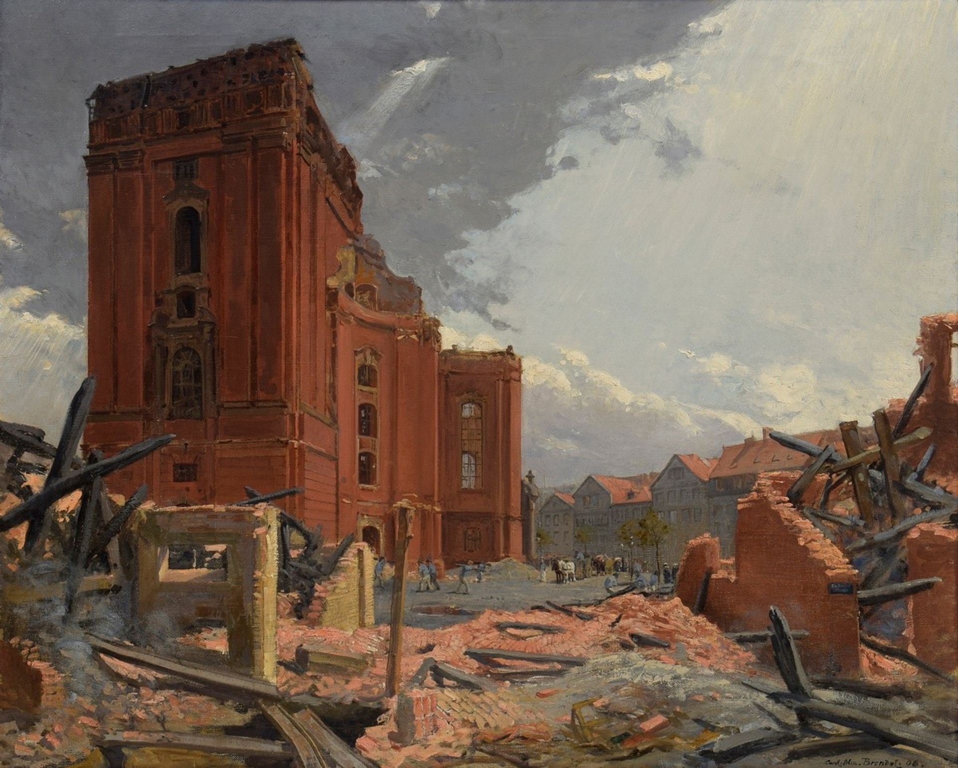 Brendel, Karl Alexander (1877-1945) "The ruins of Sankt Michaelis after the fire" 1906, oil/canvas 