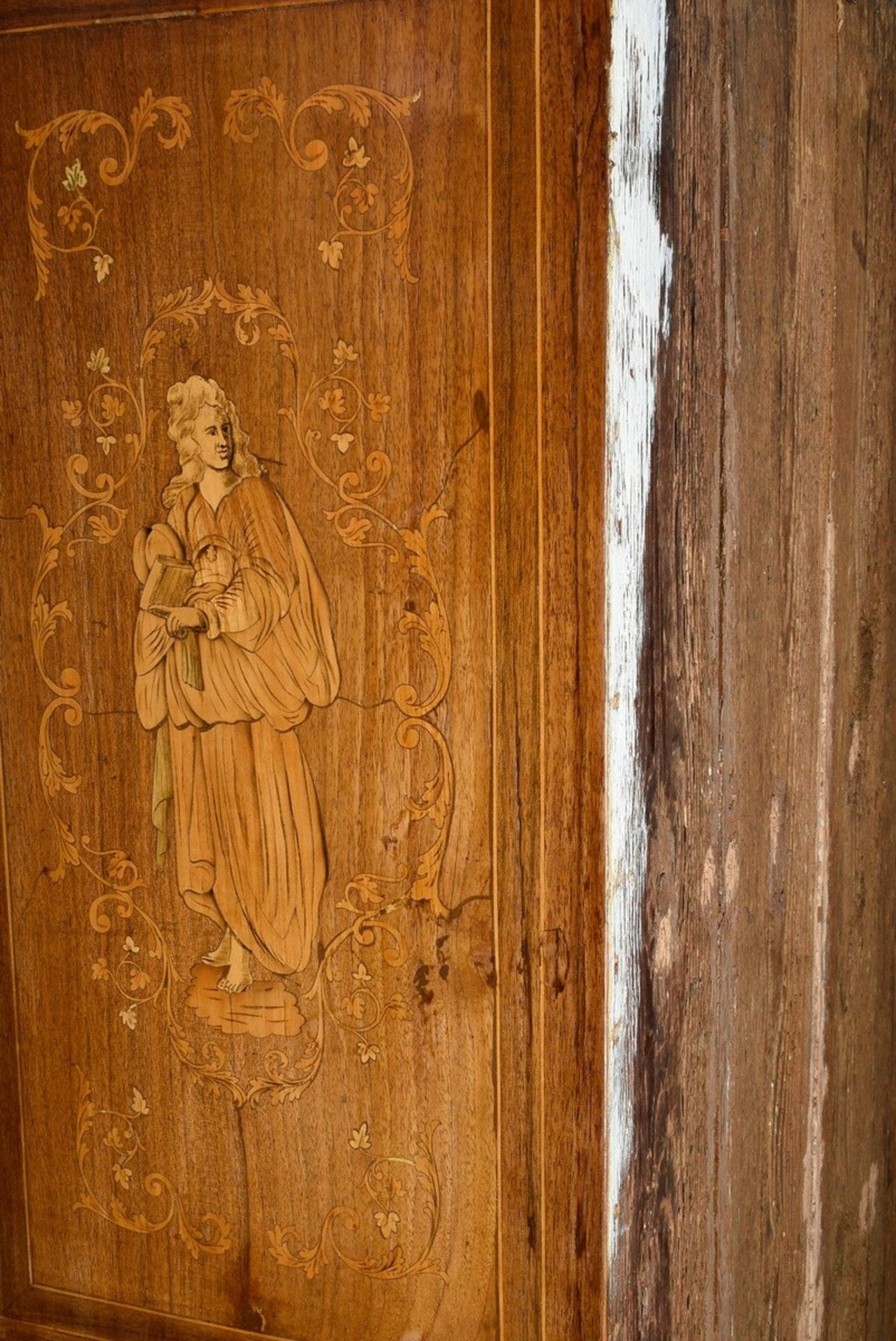 Splendid single-door cabinet with detailed inlays "Allegorical female figures" in classicistic orna - Image 12 of 13