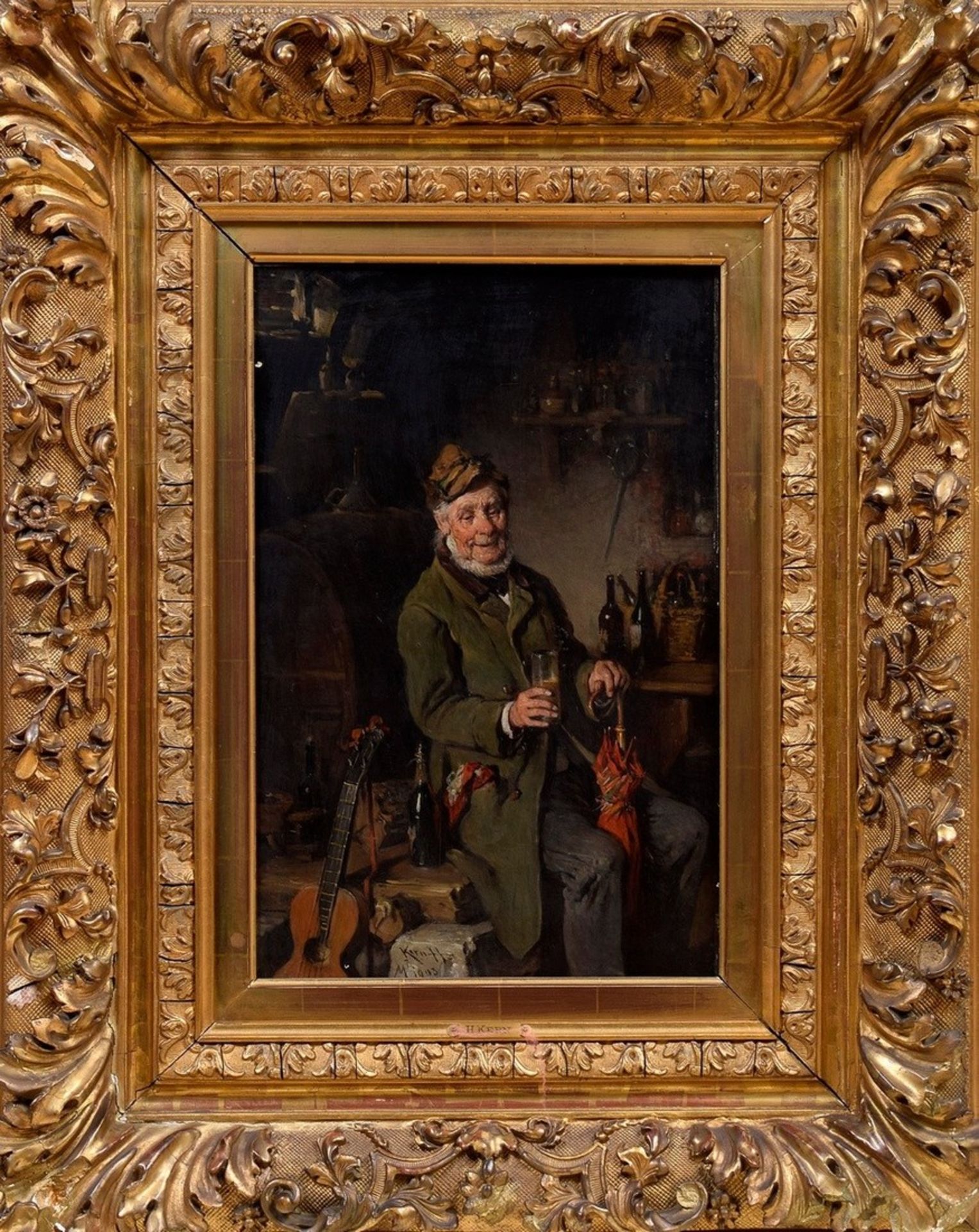 Pair of Kern, Hermann (1838-1912) "Drinking Musician" 1903 and "Toasting Botanist", oil/wood, each  - Image 11 of 23