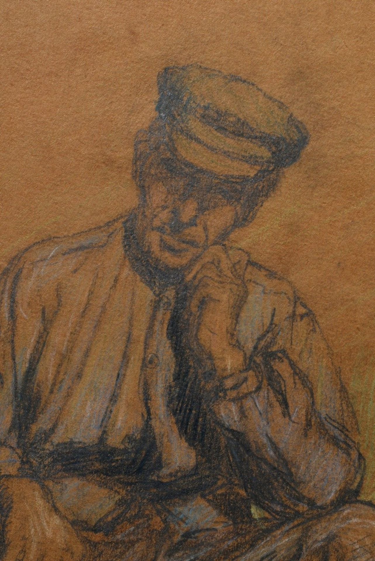 Schwinge, Friedrich Wilhelm (1852-1913) attributed "Sitting fisherman" 1904, b.l. dat. "18. Sept. 0 - Image 3 of 4