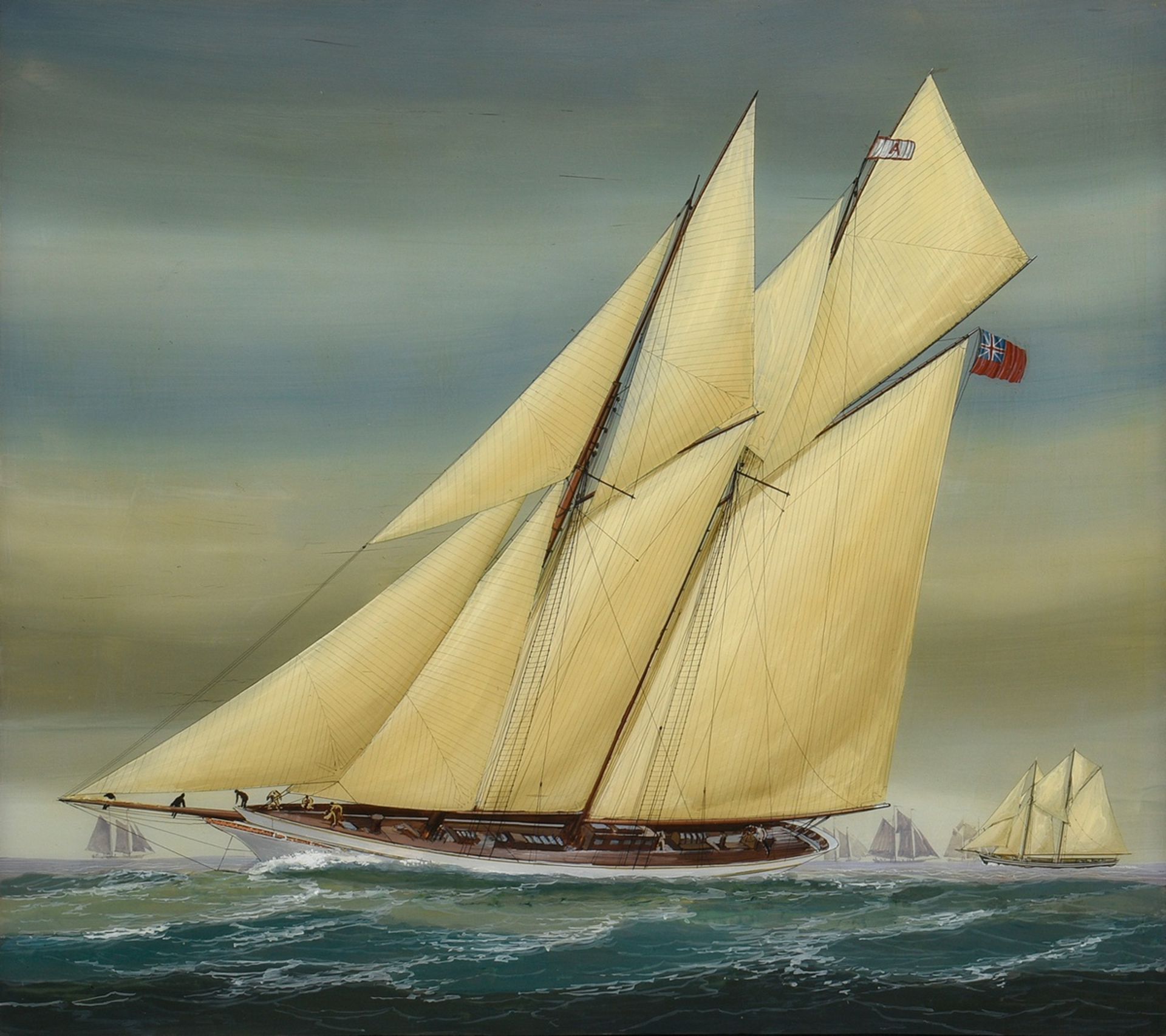 Lütgen, Uwe (*1944) Captain's picture/ship portrait "Schooner Heartsease" 1976, gouache/glass paint