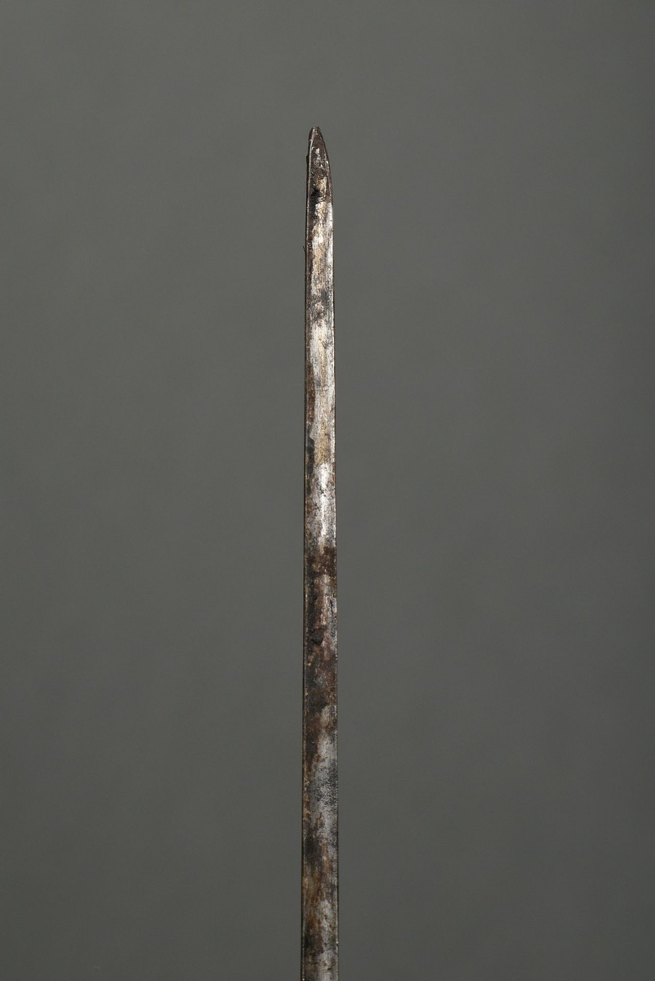 Ornamental court sword with triangular blade engraved with ornaments and iron hilt, consisting of:  - Image 7 of 7