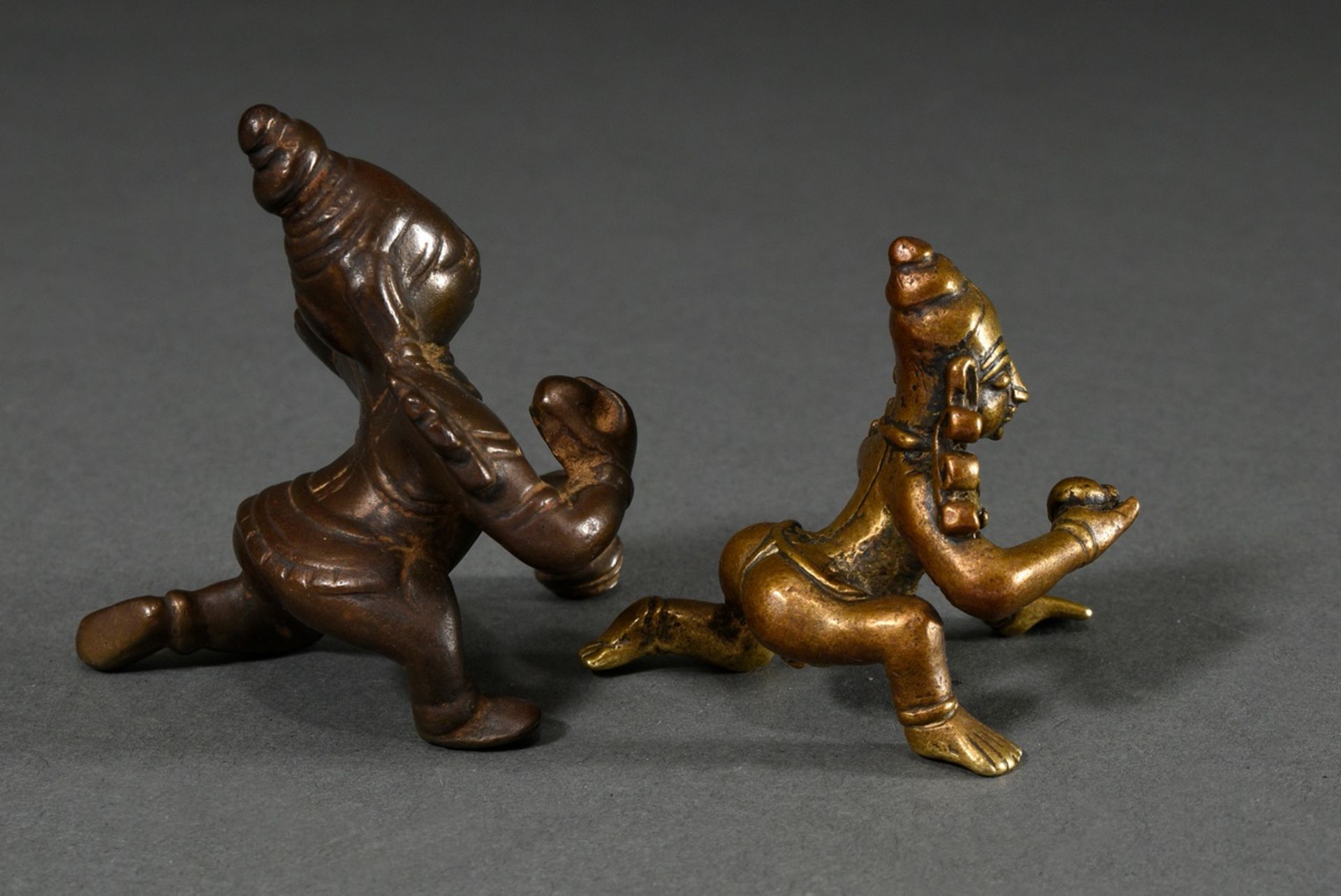 2 Various bronze and brass figures "Bala Krishna crawling with a butter ball in his right hand", In - Image 2 of 5