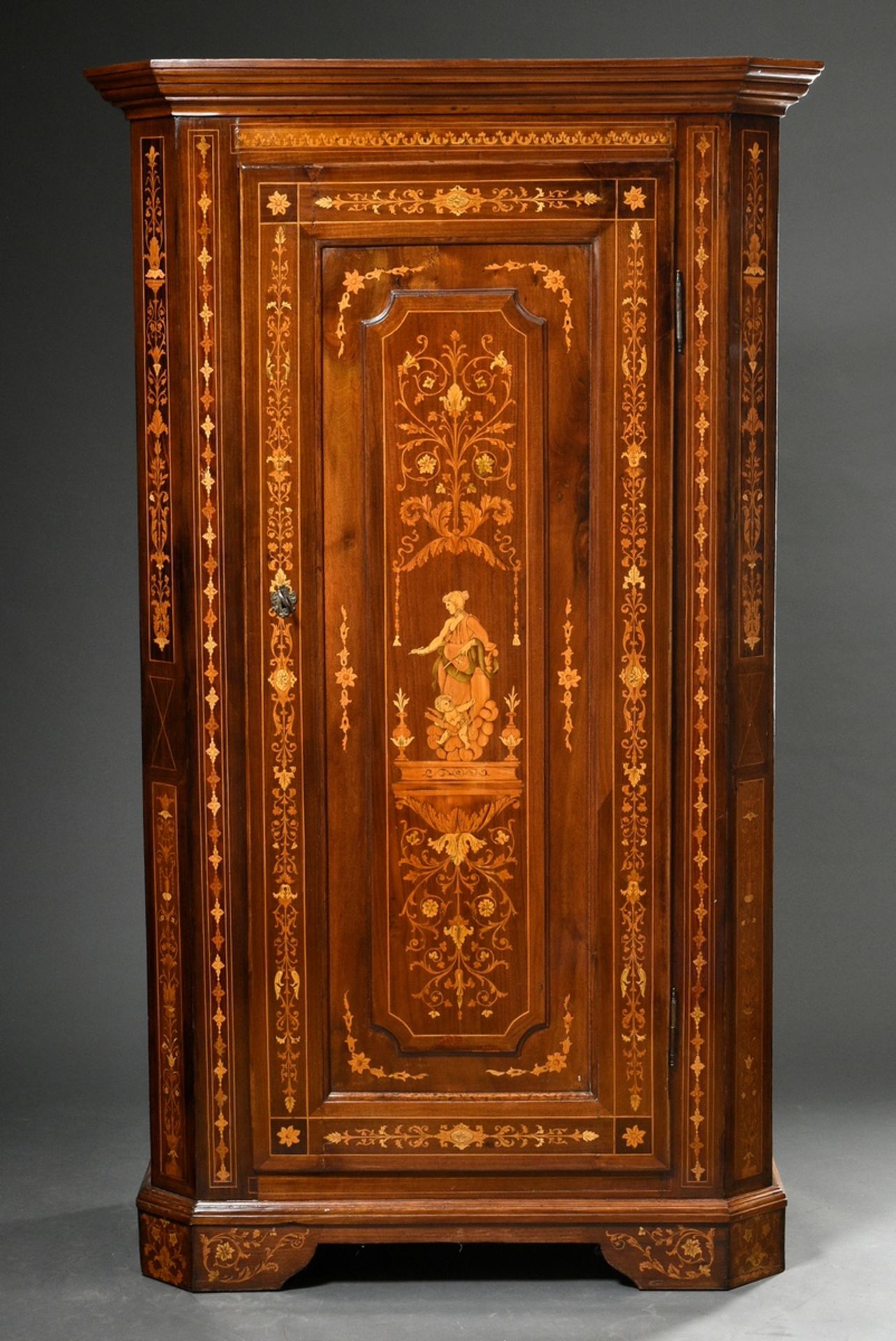 Splendid single-door cabinet with detailed inlays "Allegorical female figures" in classicistic orna - Image 2 of 13