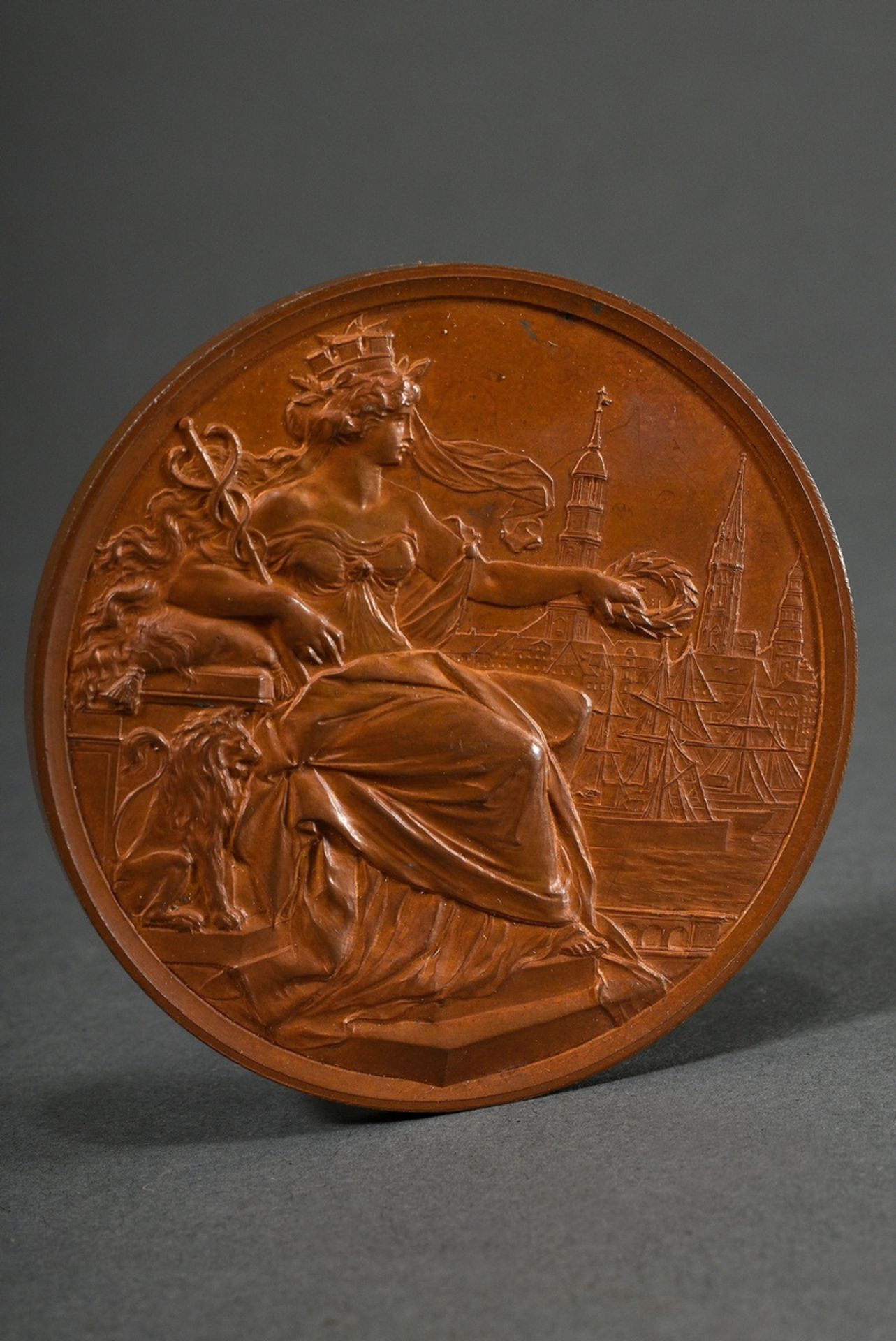 Bronze Medaille 1889, von Chr. Lauer/Nürnberg "Preismedaille der Gewerbe- und Industrieausstellung"