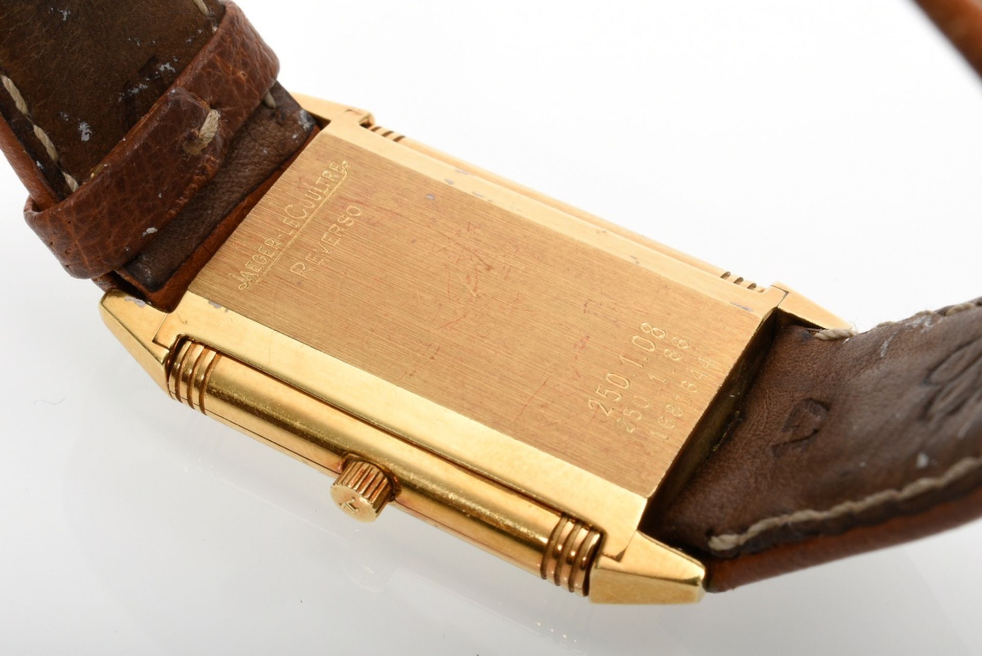 Jaeger LeCoultre Reverso Classique Gelbgold 750 Armbanduhr, Quarzwerk, Wendegehäuse mit verso gravi - Bild 3 aus 5