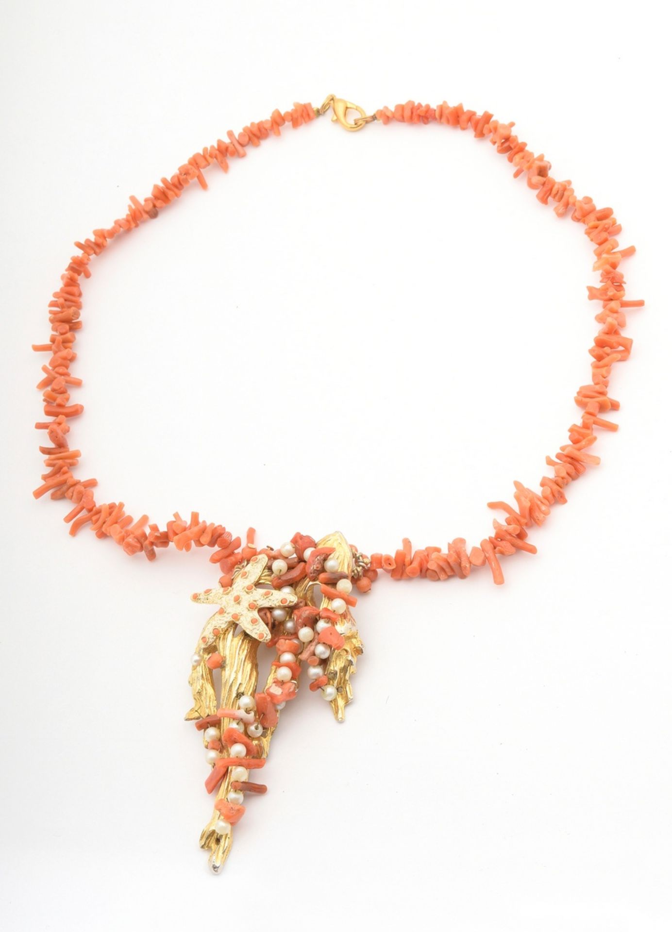 8 pieces of gold plated rhinestone fashion and coral jewellery: 1x necklace with starfish, signed " - Image 2 of 13