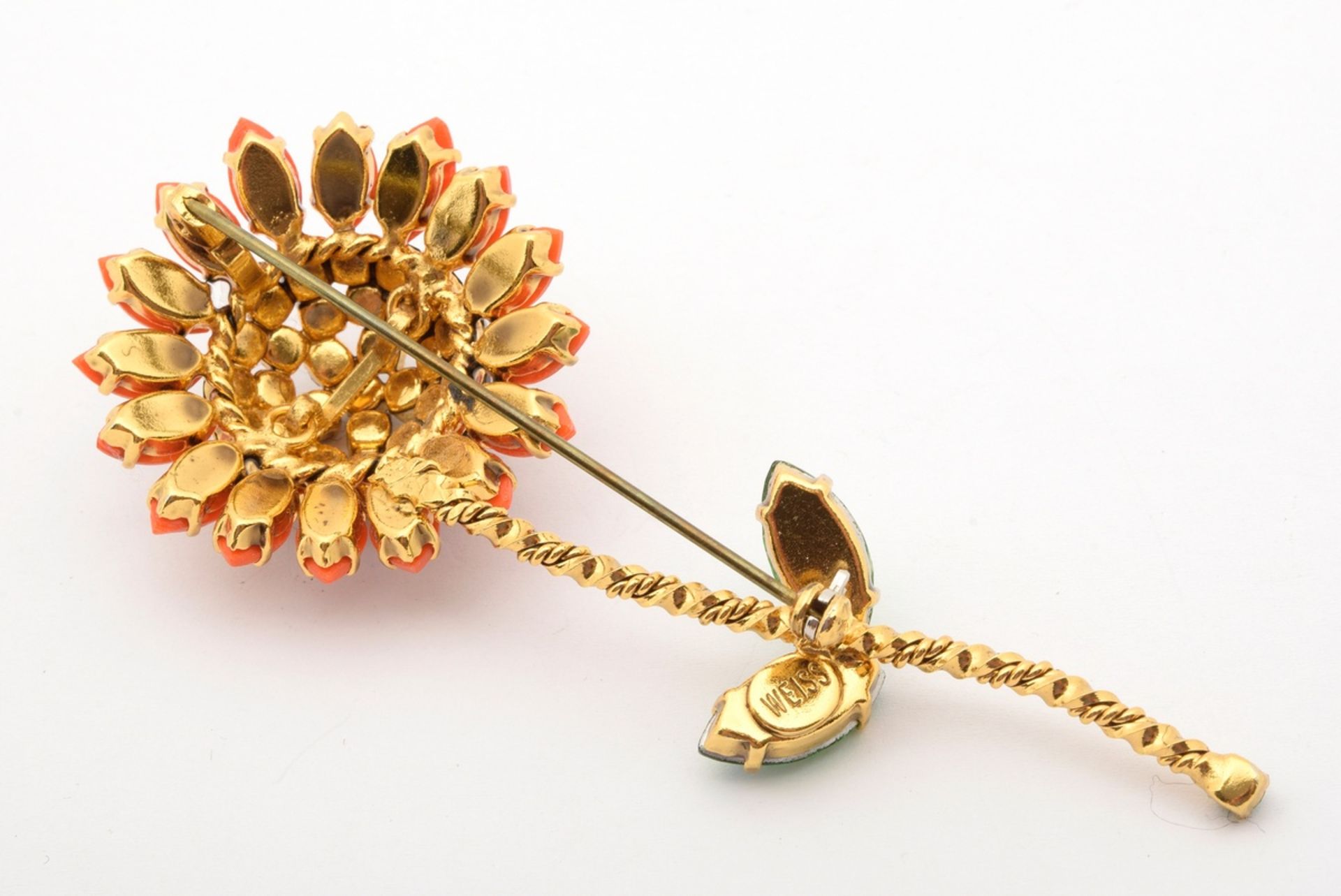 3 pieces of gold-plated vintage costume jewellery with artificial pearls, rhinestones and enamel: 1 - Image 6 of 7