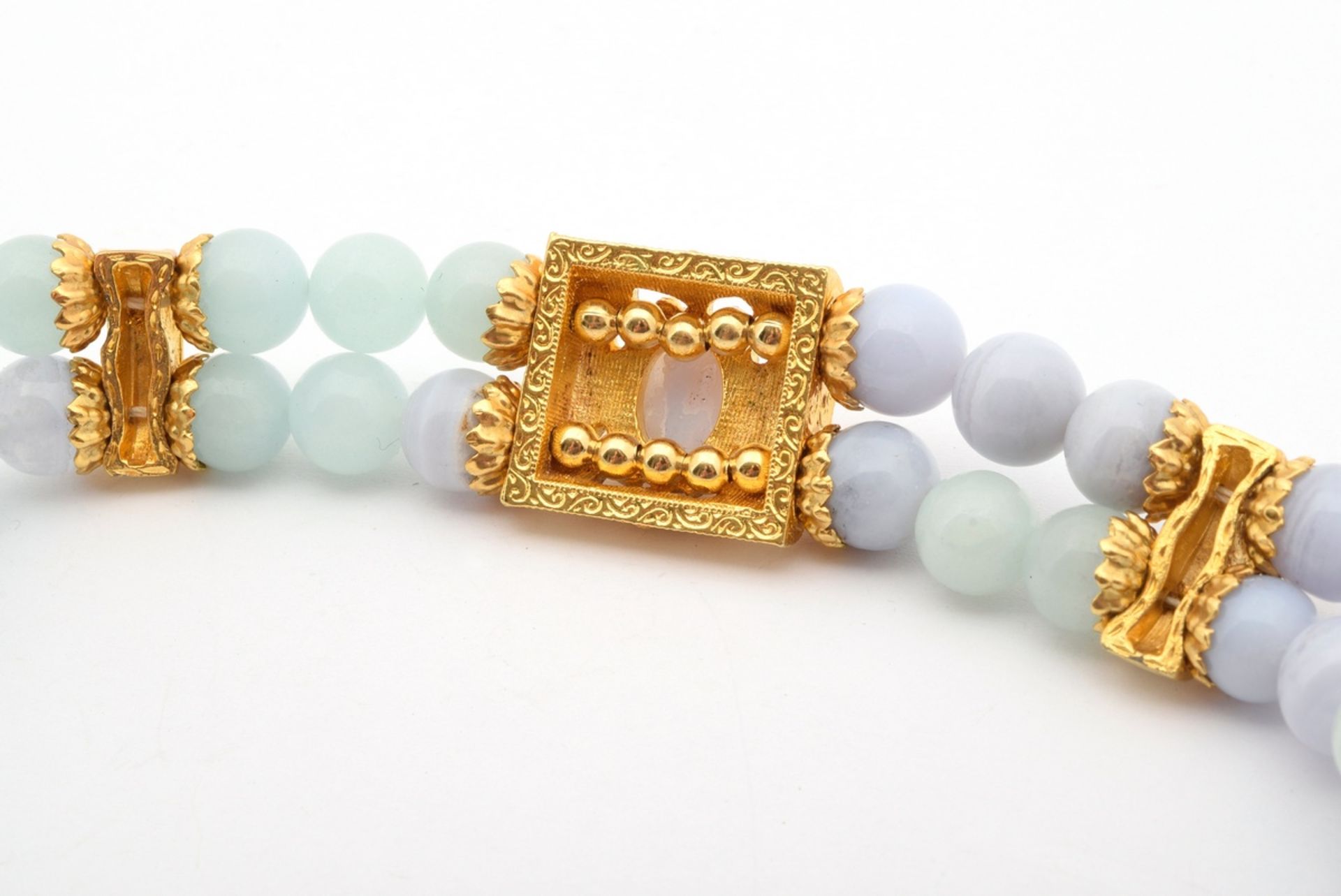 6 pieces of gold-plated light blue/beige fashion/costume jewellery made of glass and artificial pea - Image 9 of 12