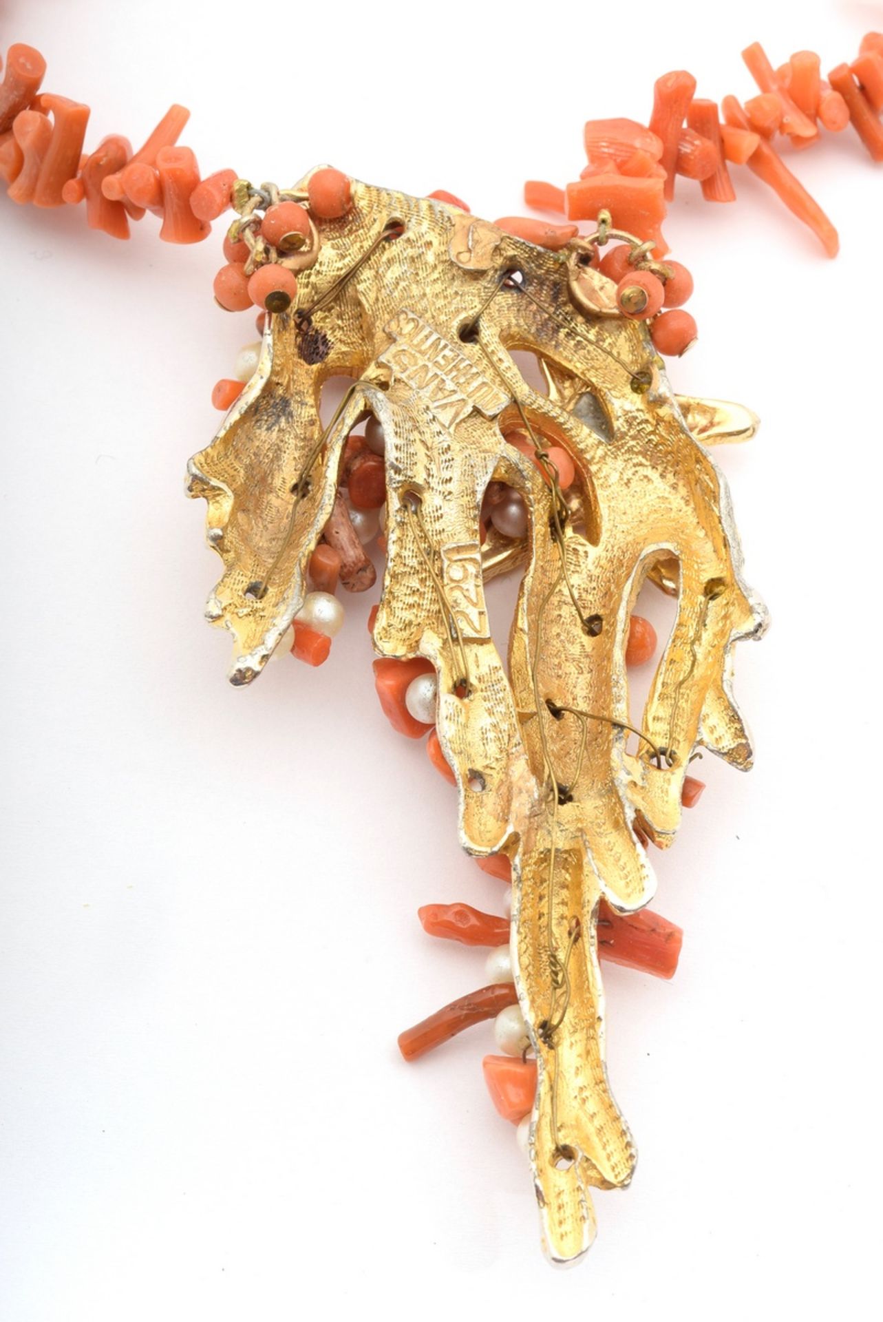 8 pieces of gold plated rhinestone fashion and coral jewellery: 1x necklace with starfish, signed " - Image 4 of 13