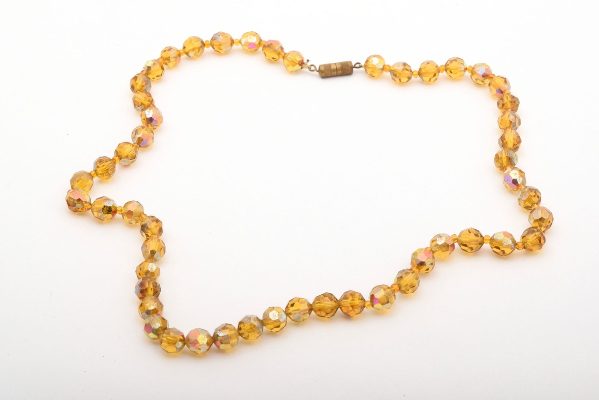 6 pieces of gold-plated vintage costume jewellery with glass stones, around 1940: 1x necklace (l. 4 - Image 4 of 9