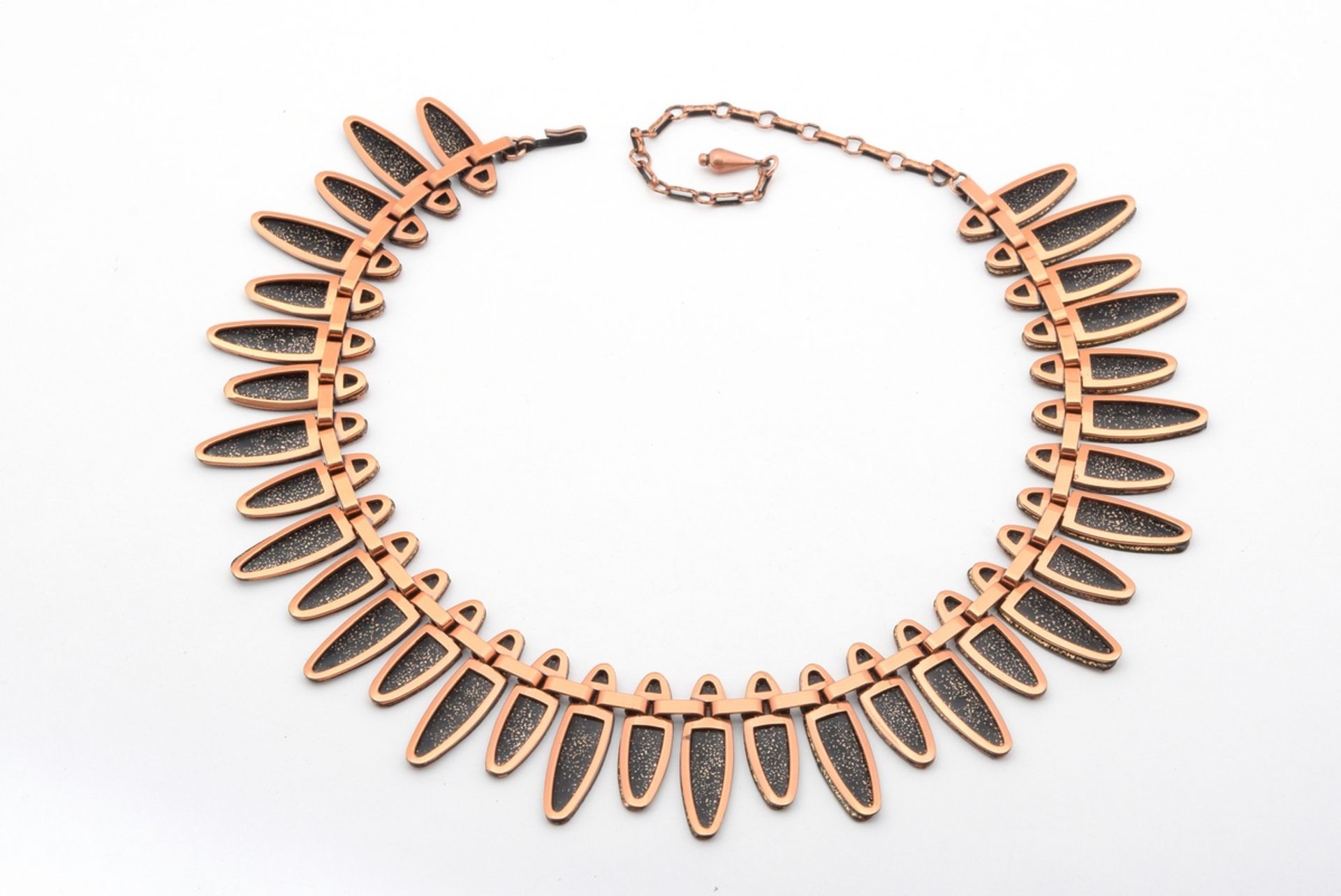 7 pieces of copper costume jewellery, partly enamelled, around 1960: set, signed "Matisse" = 1x nec - Image 5 of 14