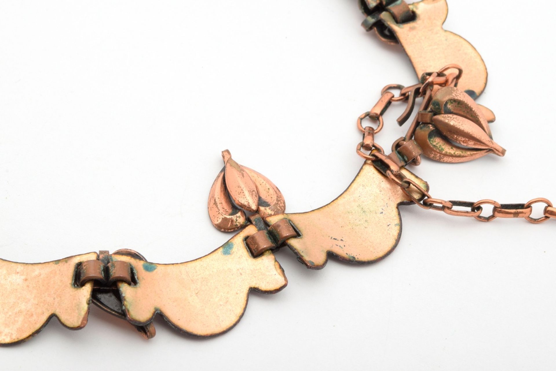 7 pieces of copper costume jewellery, partly enamelled, around 1960: set, signed "Matisse" = 1x nec - Image 4 of 14