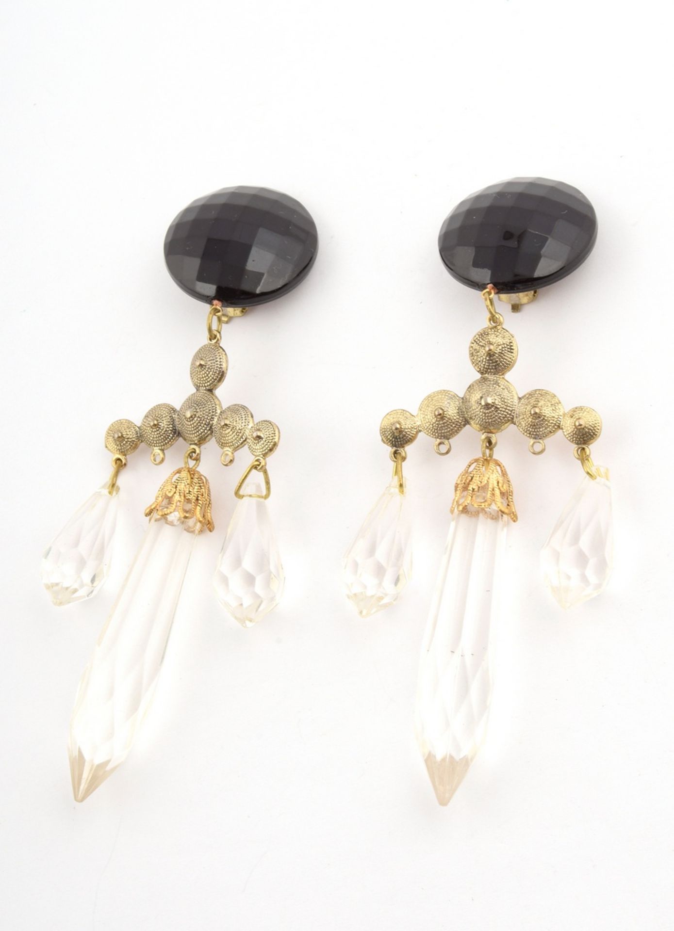 4 pieces white gold and gold plated vintage costume jewellery with crystals in plastic and rhinesto - Image 6 of 7