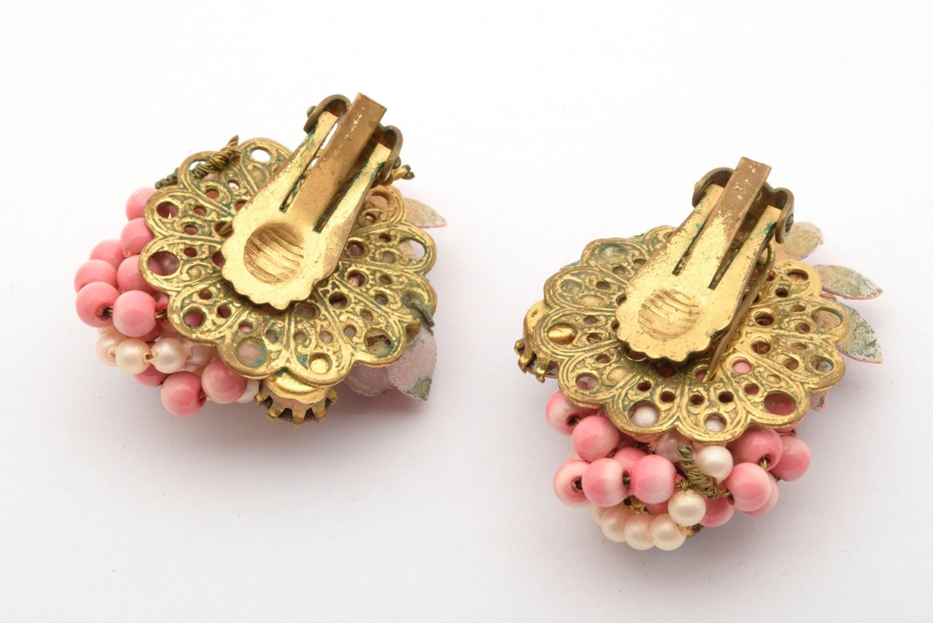 3 pieces of gold-plated vintage costume jewellery with artificial pearls, rhinestones and enamel: 1 - Image 3 of 7