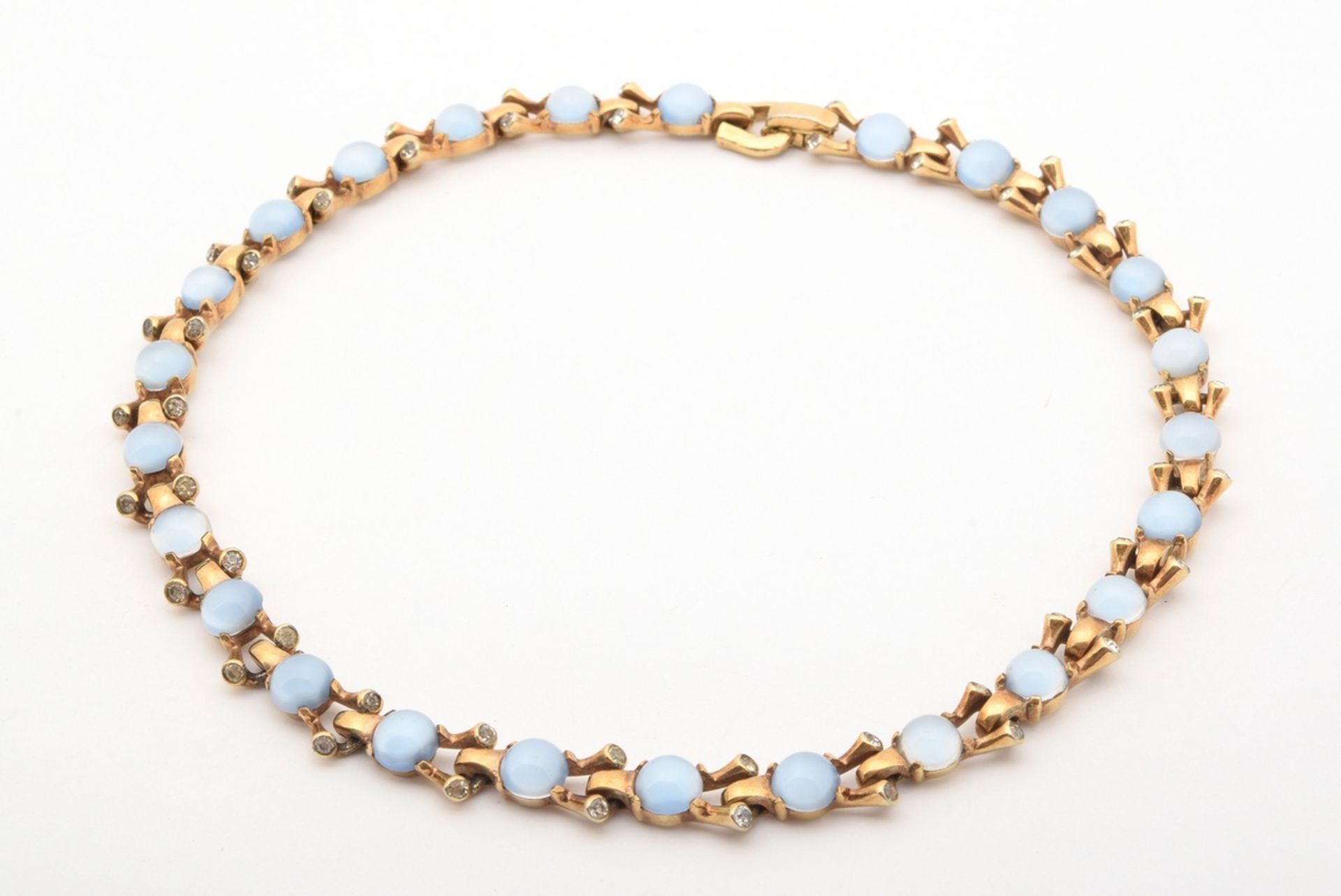 6 pieces of gold-plated light blue/beige fashion/costume jewellery made of glass and artificial pea - Image 10 of 12
