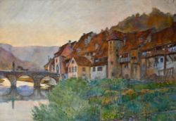 SCHNEIDER-BLUMBERG Bernhard "Häuserzeile am Fluss"
