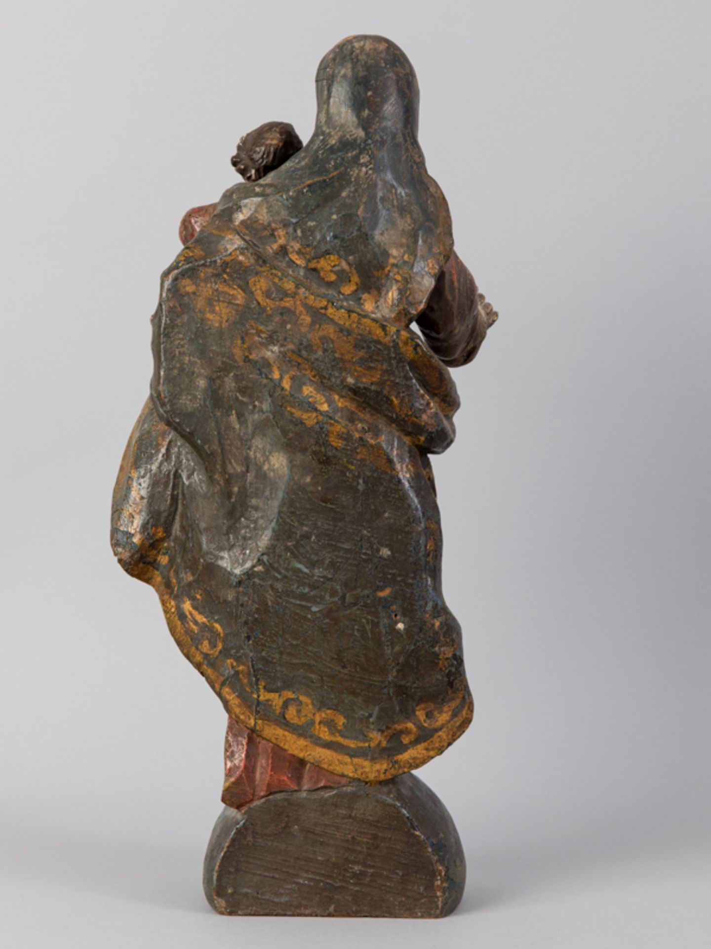 Muttergottes-Skulptur mit Christuskind auf Halbkugel, vermutlich Mittel- oder Süddeutschland, wohl - Image 5 of 6