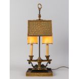Neo-Empire-Tischlampe in Bouillotte-Art, wohl Schweden, um 1900. Bronze/Messing, teils brüniert