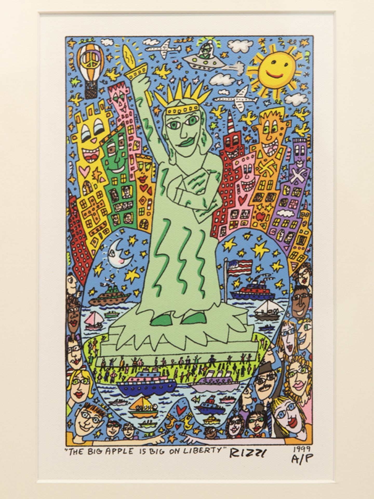 Rizzi, James (1950 - 2011). Farbserigraphie "The Big Apple is big on Liberty", 1999; unten rechts
