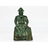 Figur eines chinesischen Kriegers bzw. Feldherrn, China, wohl 19. Jh. Bronze, grünliche Patina mit