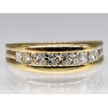 Ring mit 9 Diamanten, zus. ca. 0,96 ct, 90- er Jahre. 585/- Gelbgold. Gesamtgewicht ca. 4,4 g.