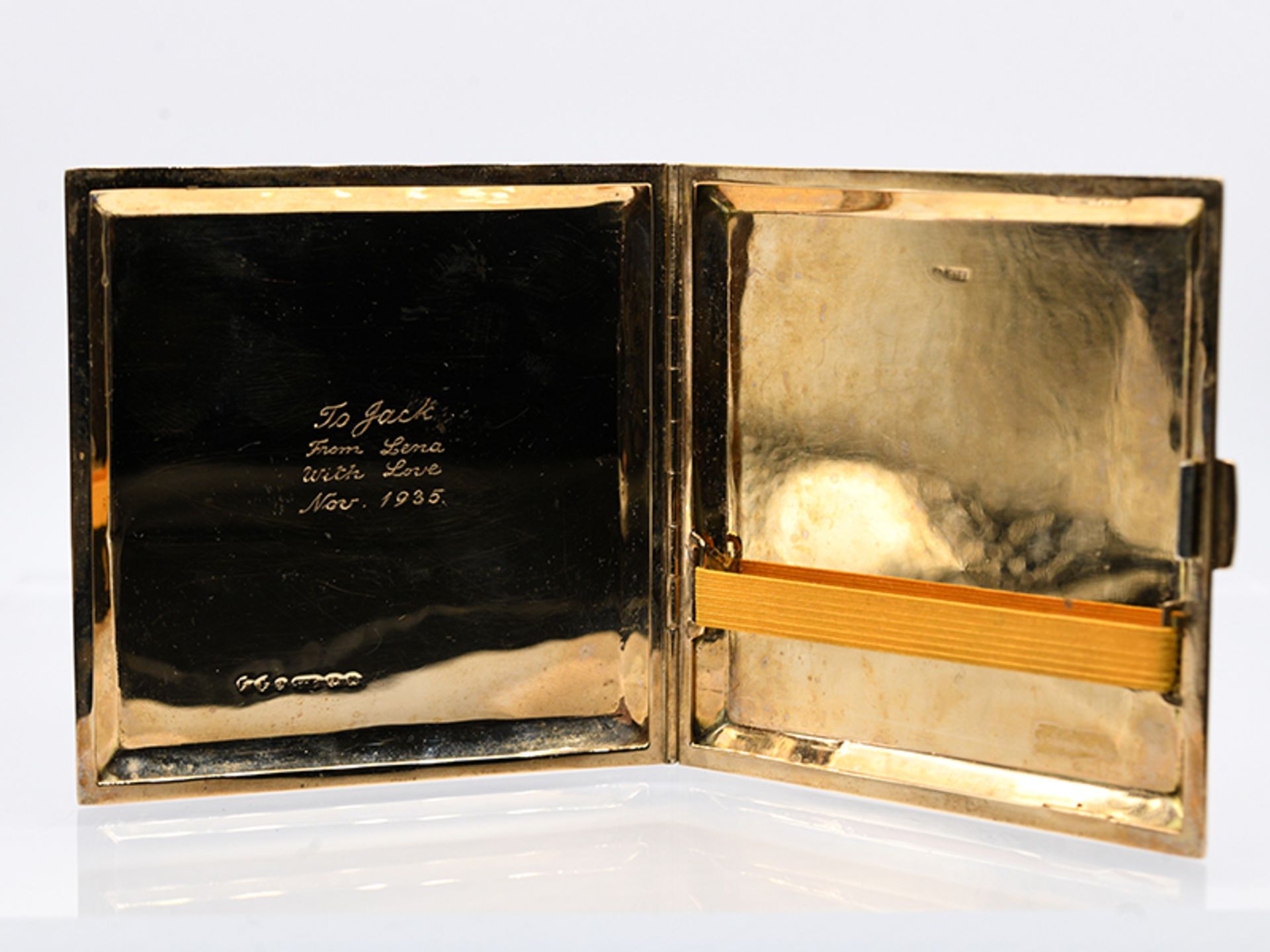 Zigarettenetui, Birmingham, 1. Hälfte 20. Jh. 375/Gelbgold (9ct), ca. 100 g; flache quadratische - Bild 2 aus 5