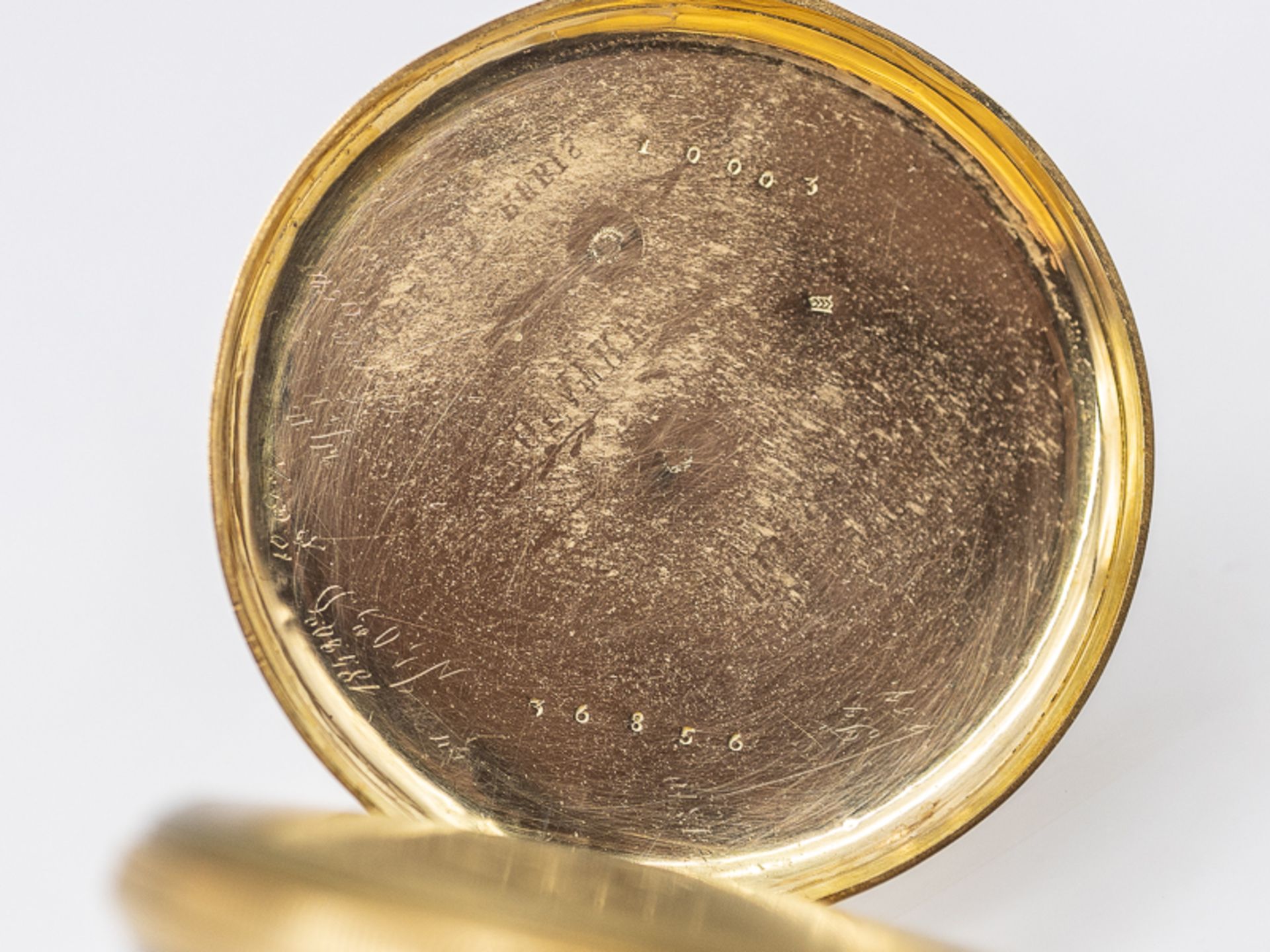 Taschenuhr, sogenannte Schlüsseluhr, 1. Hälfte 19. Jh. Gold und Metall. Gesamtgewicht ca. 49 g. - Bild 4 aus 5