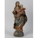 Muttergottes-Skulptur mit Christuskind auf Halbkugel, vermutlich Mittel- oder Süddeutschland, wohl