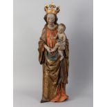 Spätgotische Schnitzfigurenplastik "Madonna mit Kind", wohl Österreich oder Böhmen (?), um 1430/