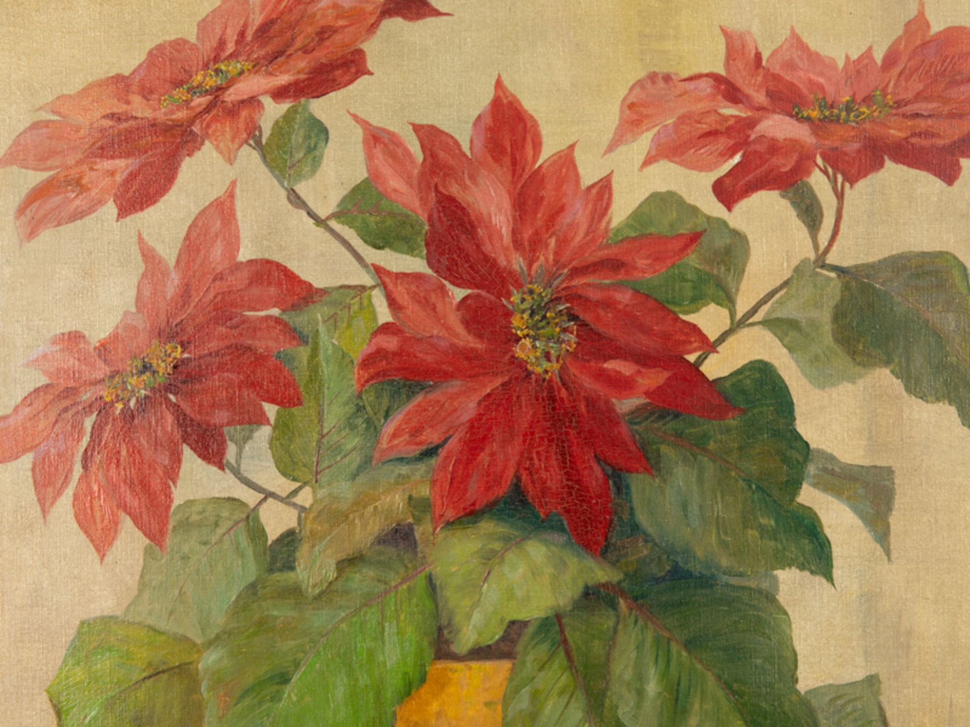 Streckenbach, Max (1863 - 1936). Öl auf Leinwand, "Poinsettia" (Vasenstilleben mit - Image 5 of 5