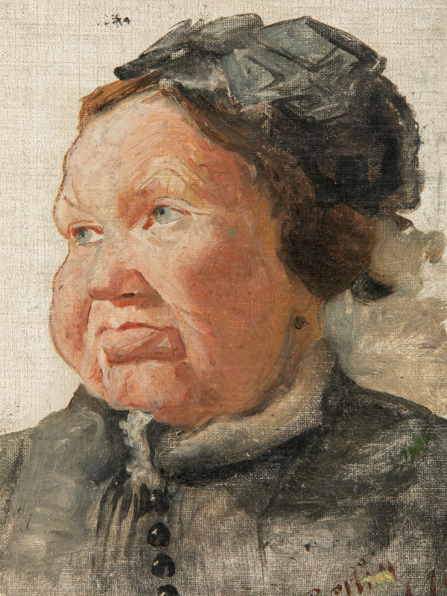 Schaper, Friedrich (1869 - 1956). Öl auf Leinwand (doubliert auf Holz), "Portraitstudie einer - Bild 2 aus 4