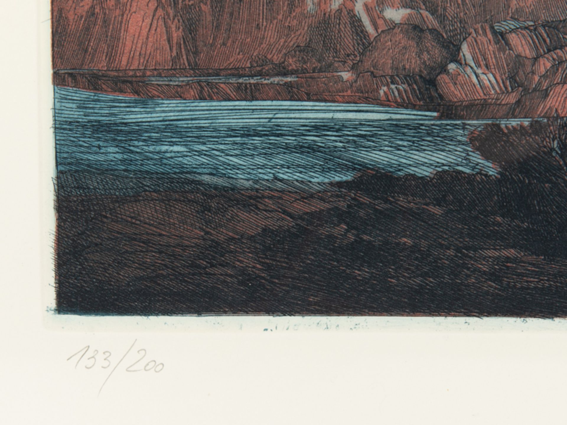 Fuchs, Ernst (1930 - 2015). Farbradierung, "Zyklopische Landschaft", 1967/72; unten rechts in - Image 3 of 6