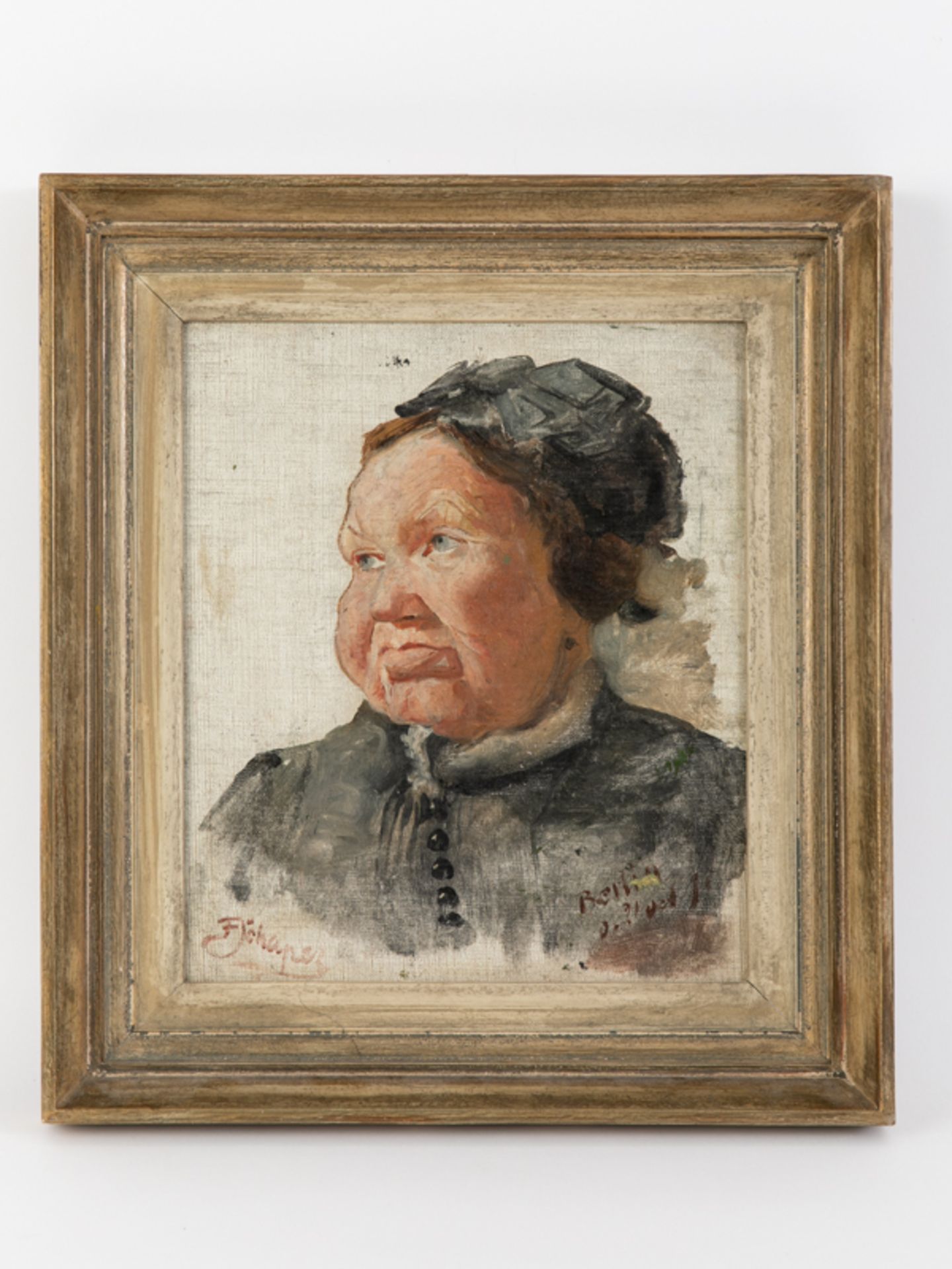 Schaper, Friedrich (1869 - 1956). Öl auf Leinwand (doubliert auf Holz), "Portraitstudie einer